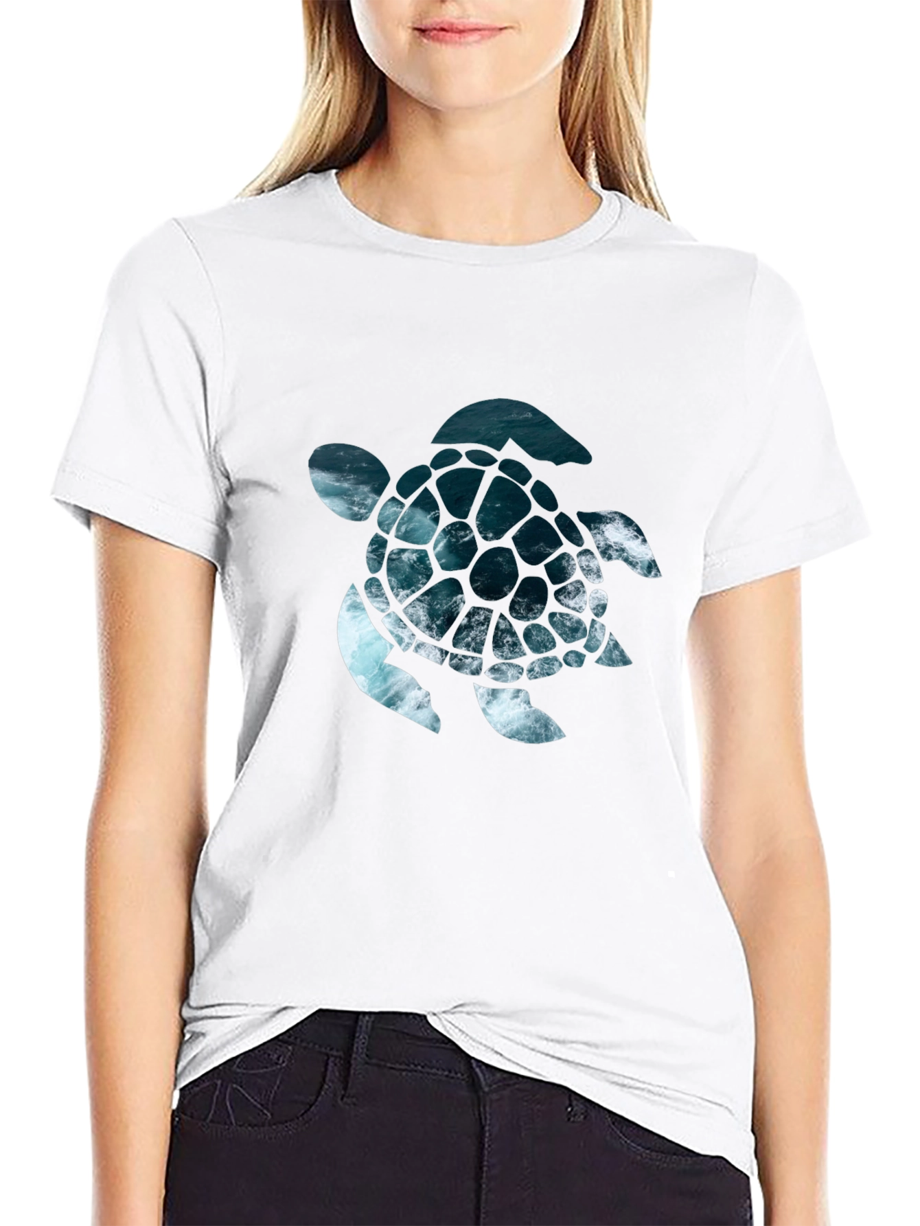 Black Ocean Turtle Graphic Tee - Stylish Black T-Shirt view 9