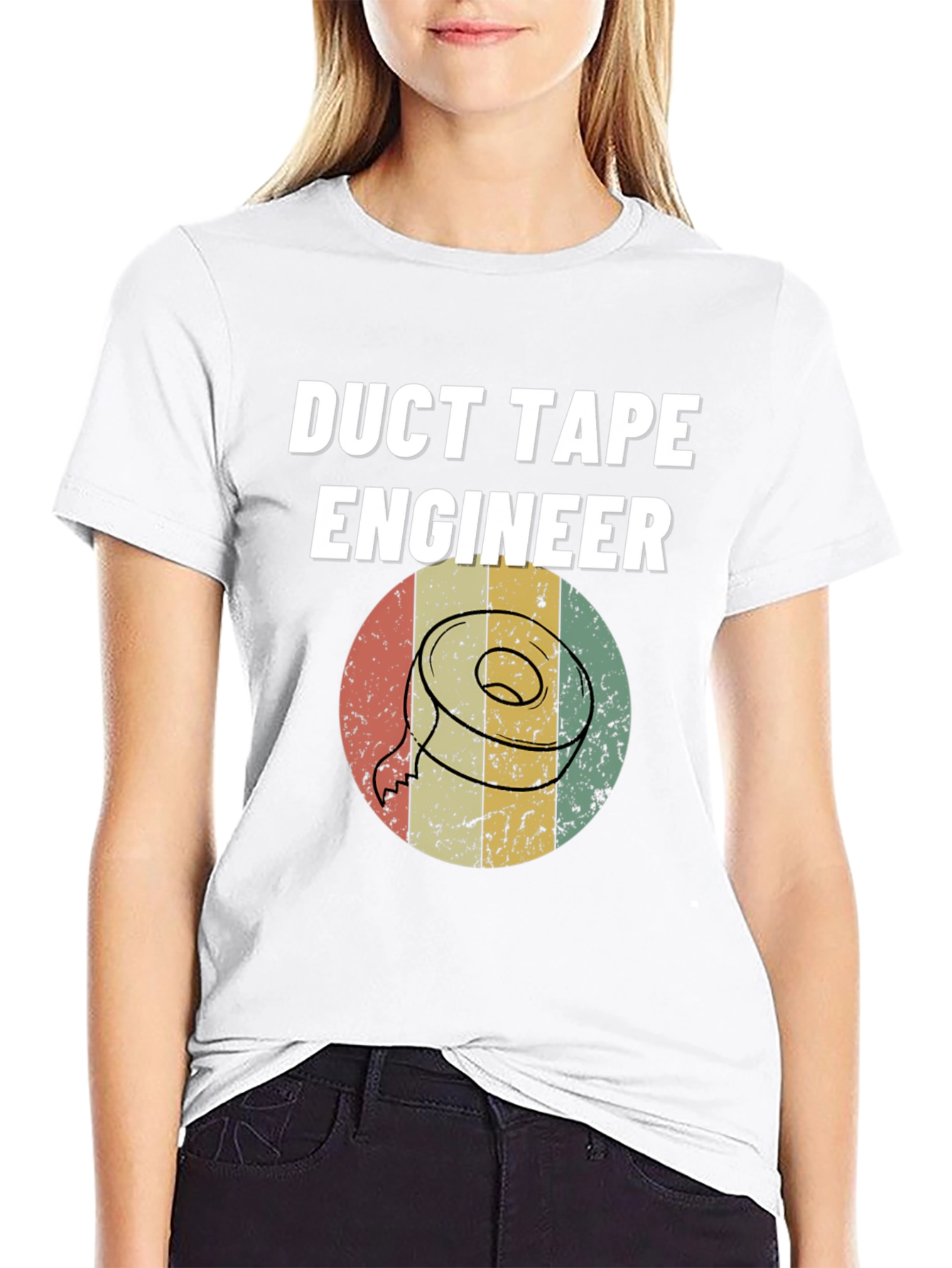 Black Duct Tape Engineer T-Shirt - Retro Design view 9