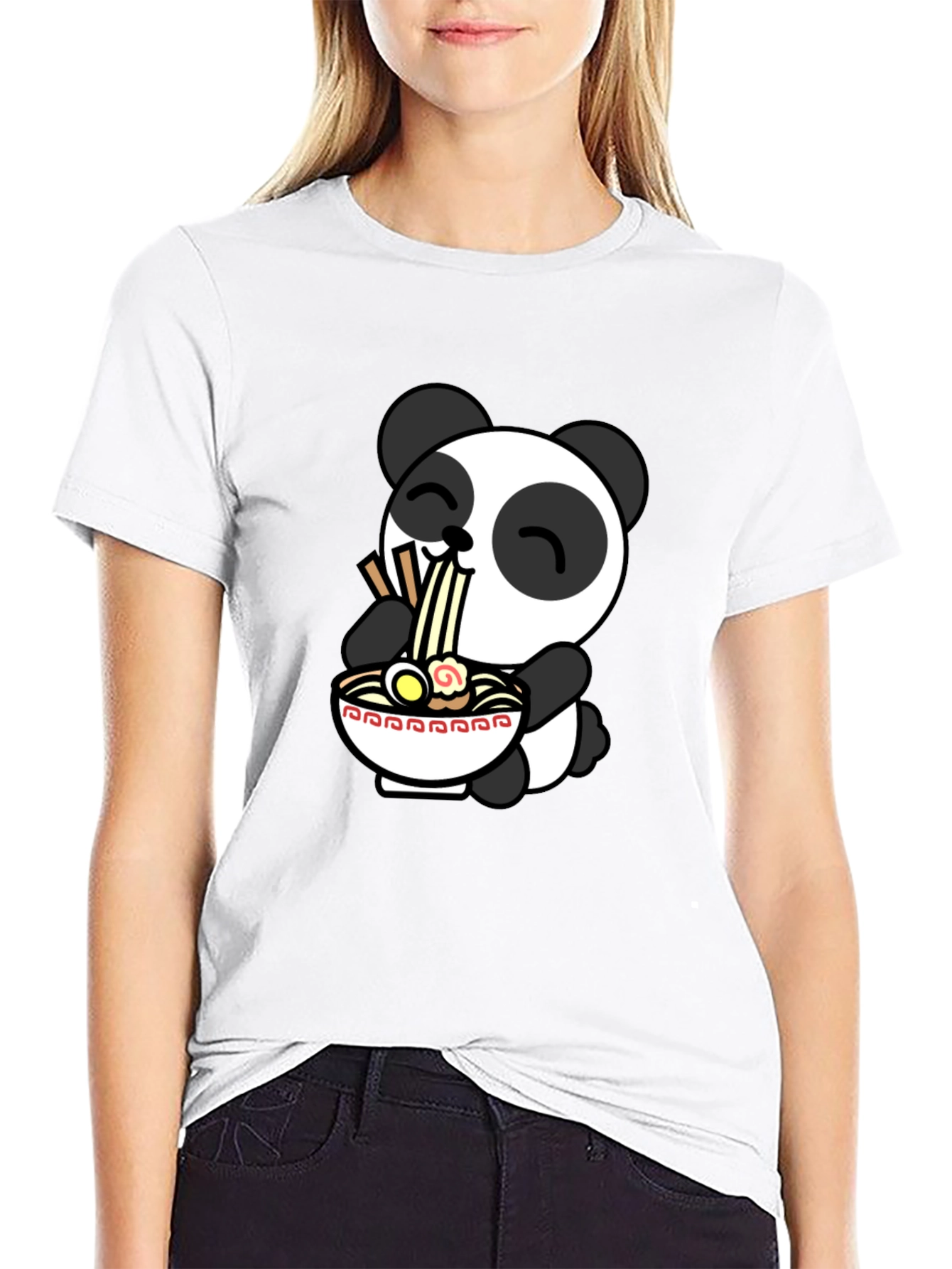 Cute Panda Ramen T-Shirt - Black - 9