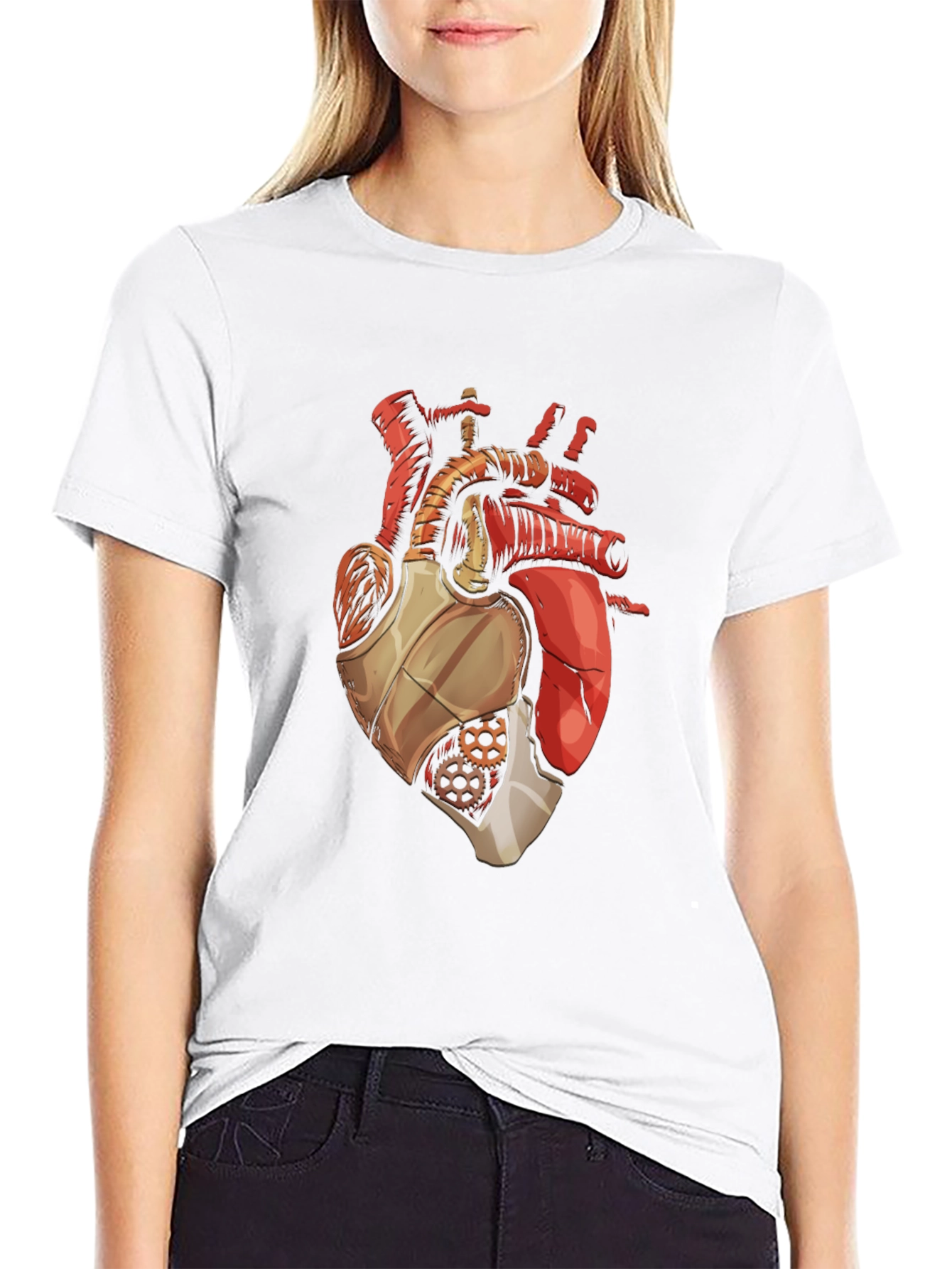 Black Mechanical Heart Graphic T-Shirt view 9