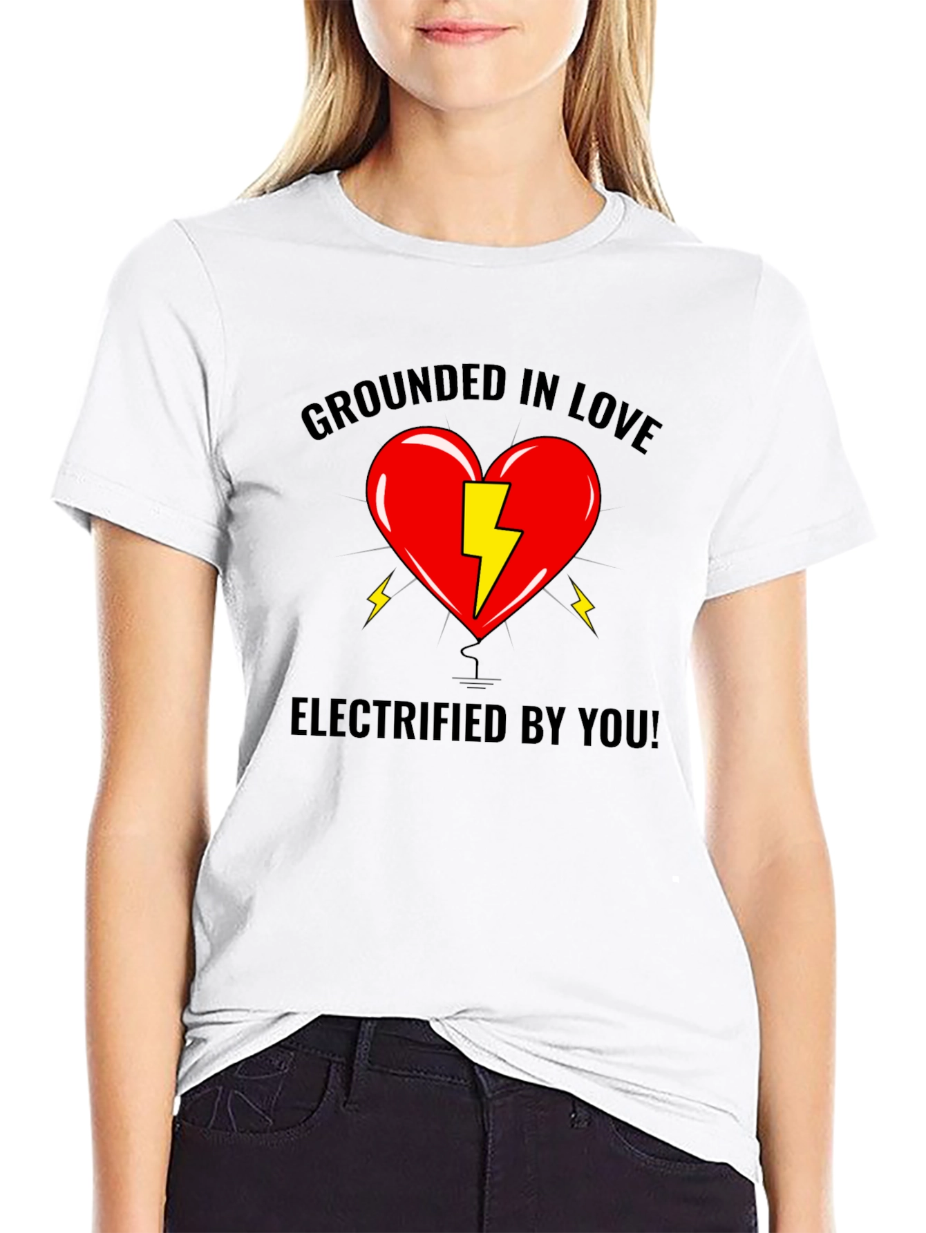 Black Grounded In Love T-Shirt - Electrified By You! Graphic Tee view 9