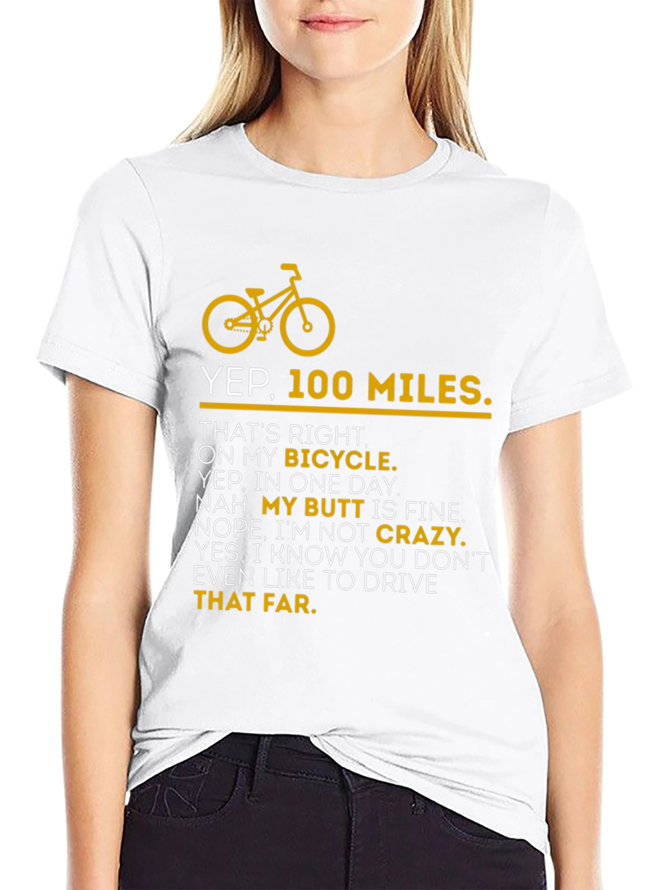 Black Yep 100 Miles Bicycle T-Shirt view 9