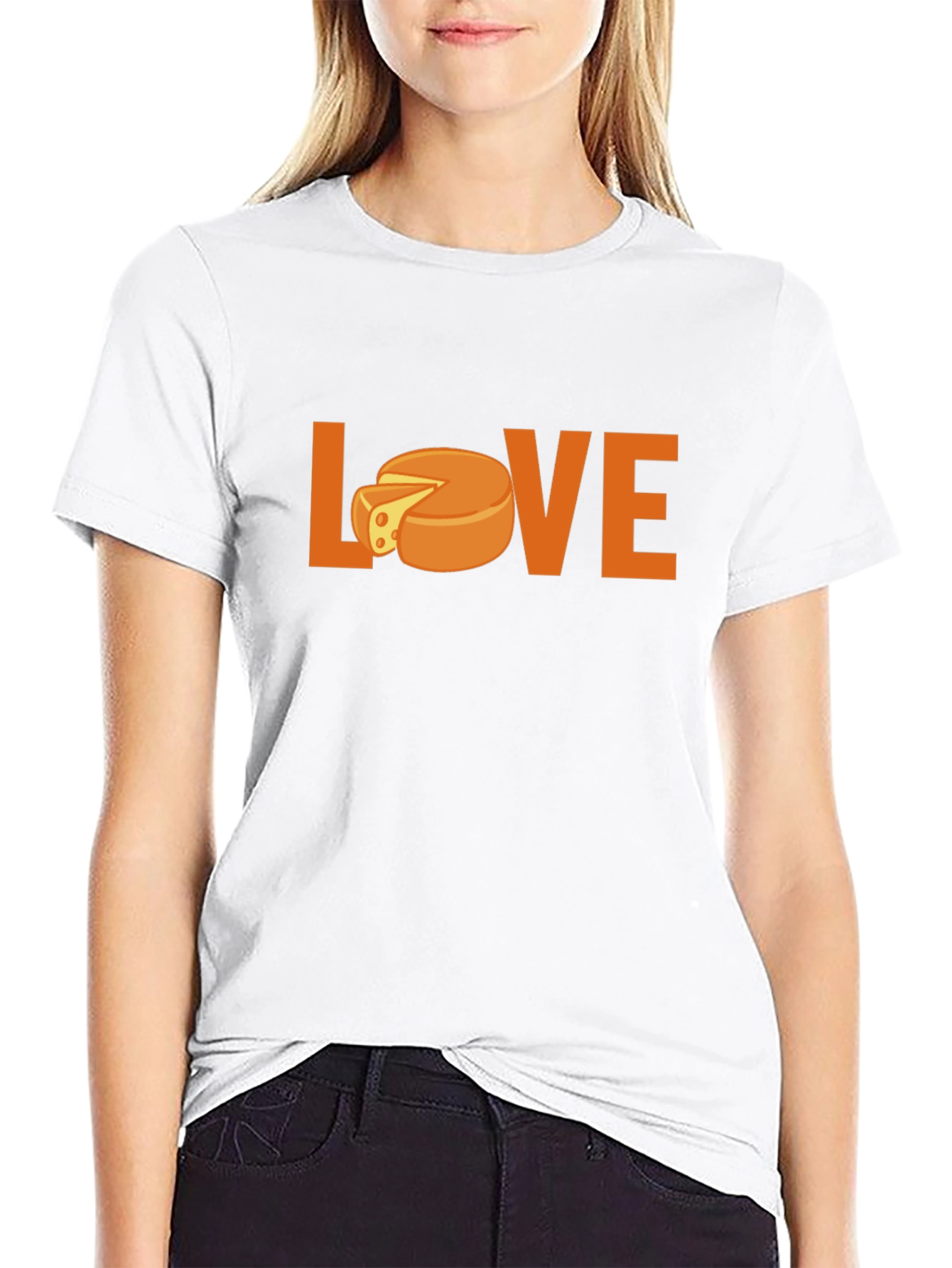 Black Love Cheese Graphic T-Shirt - Black Crew Neck view 9