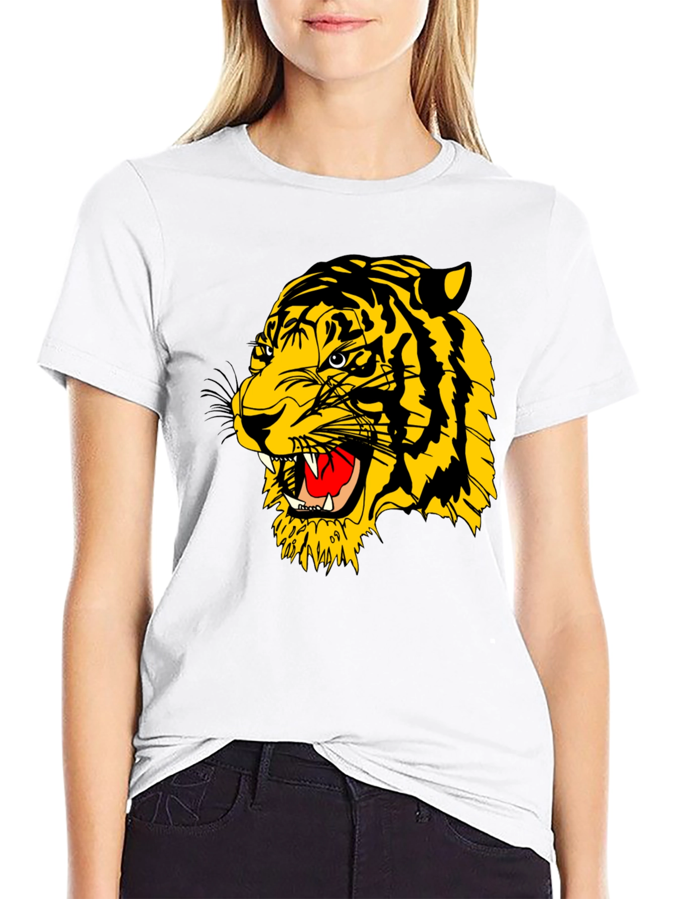 Black Roaring Tiger Graphic Black T-Shirt view 9