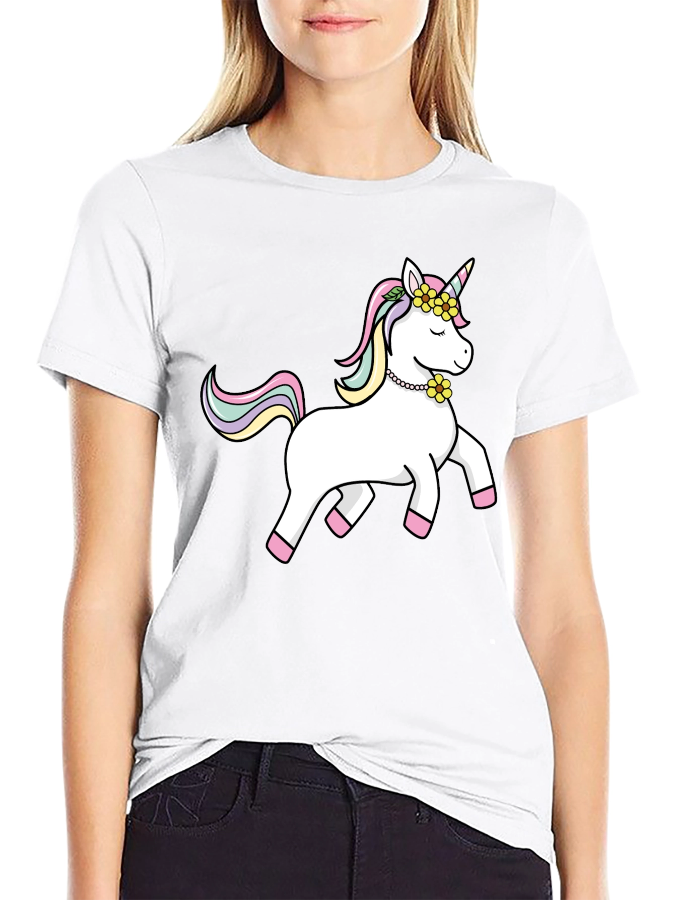 Black Unicorn Graphic Tee - Black Cotton Casual Shirt view 9