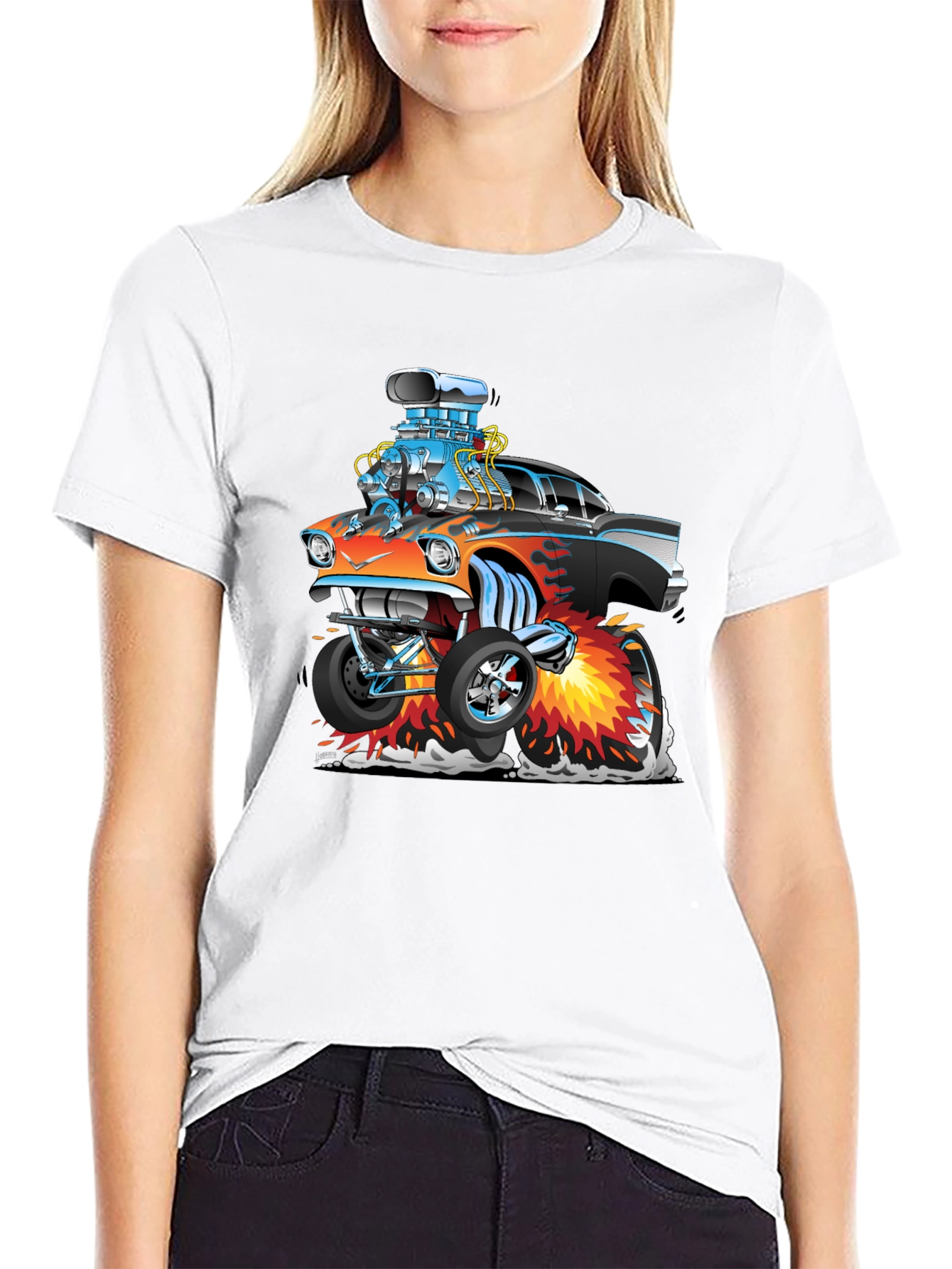 Black Cartoon Hot Rod T-Shirt - Black view 9