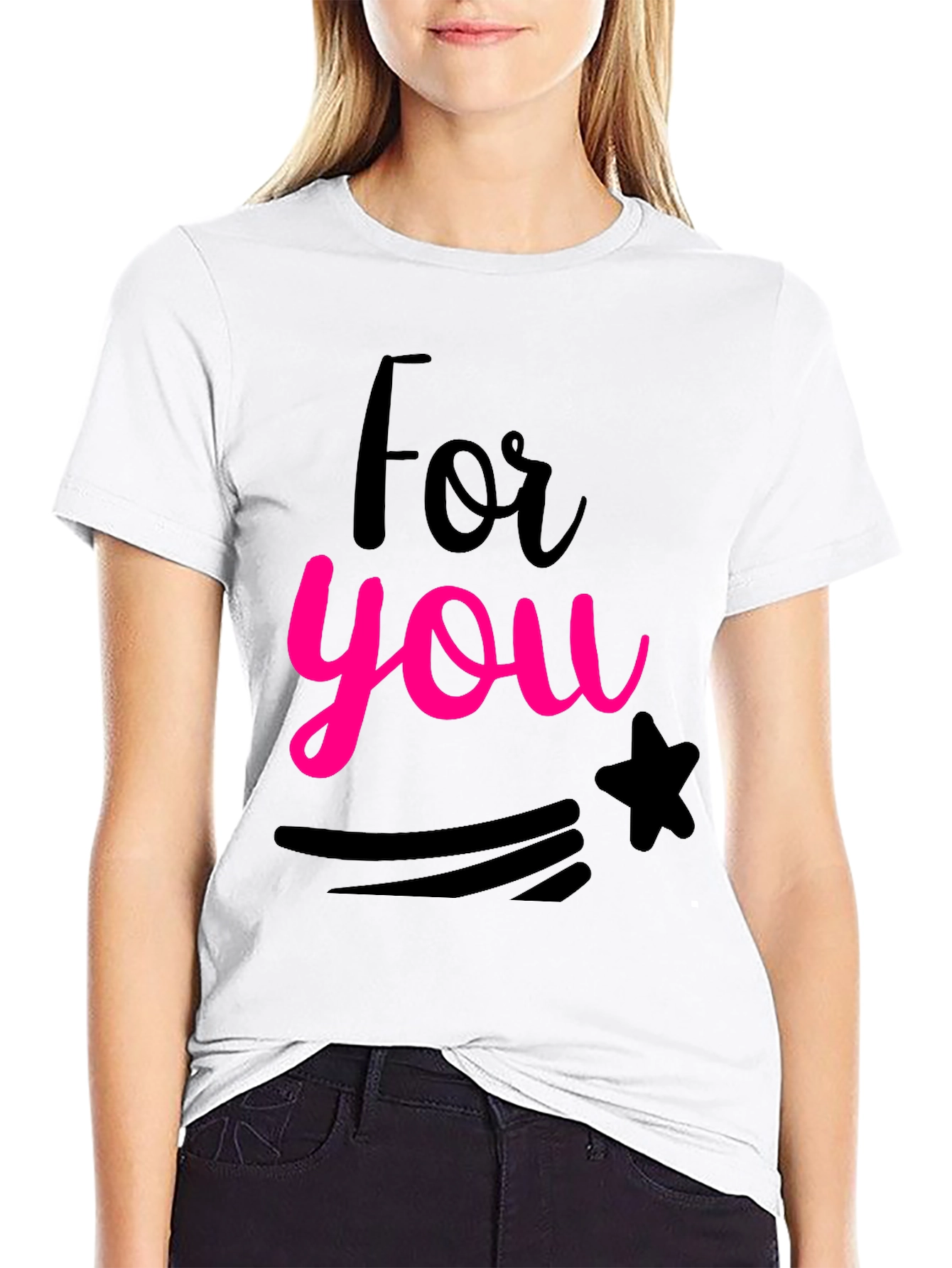 Black For You Graphic Print Black Crew Neck T-Shirt view 9