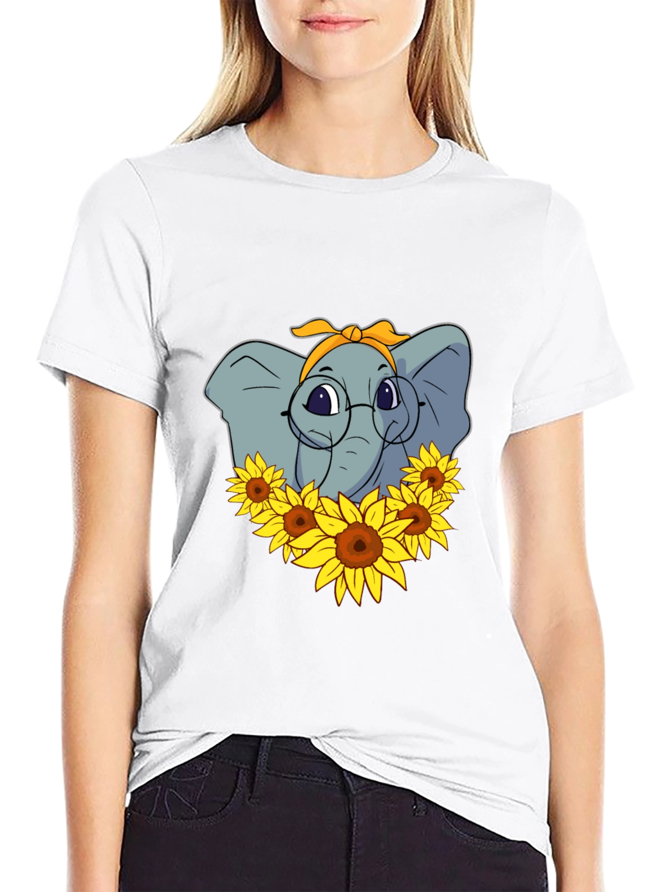 Black Elephant Sunflower T-Shirt - Stylish Graphic Tee view 9