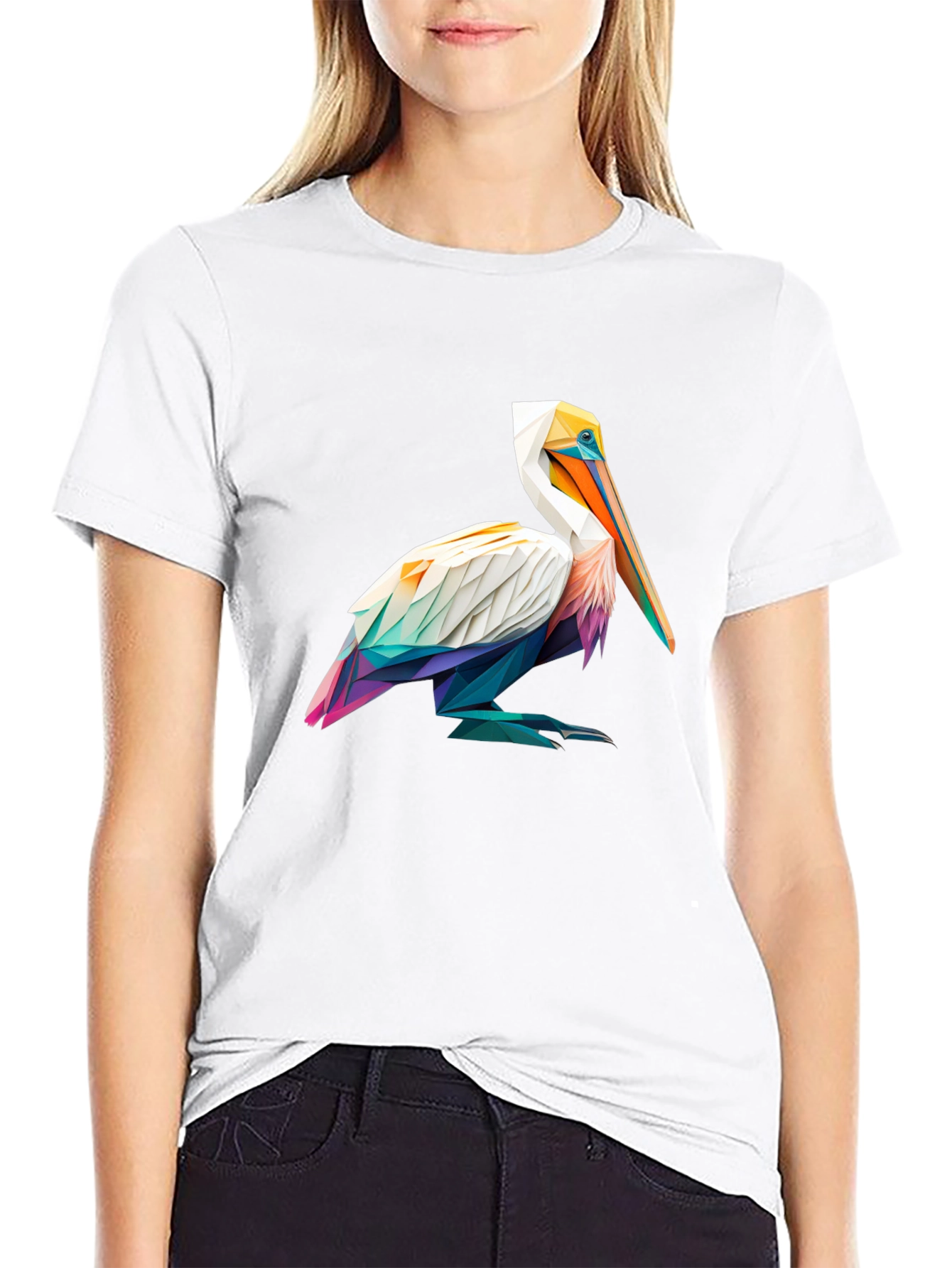 Black Geometric Pelican Graphic Tee - Stylish Black T-Shirt view 9