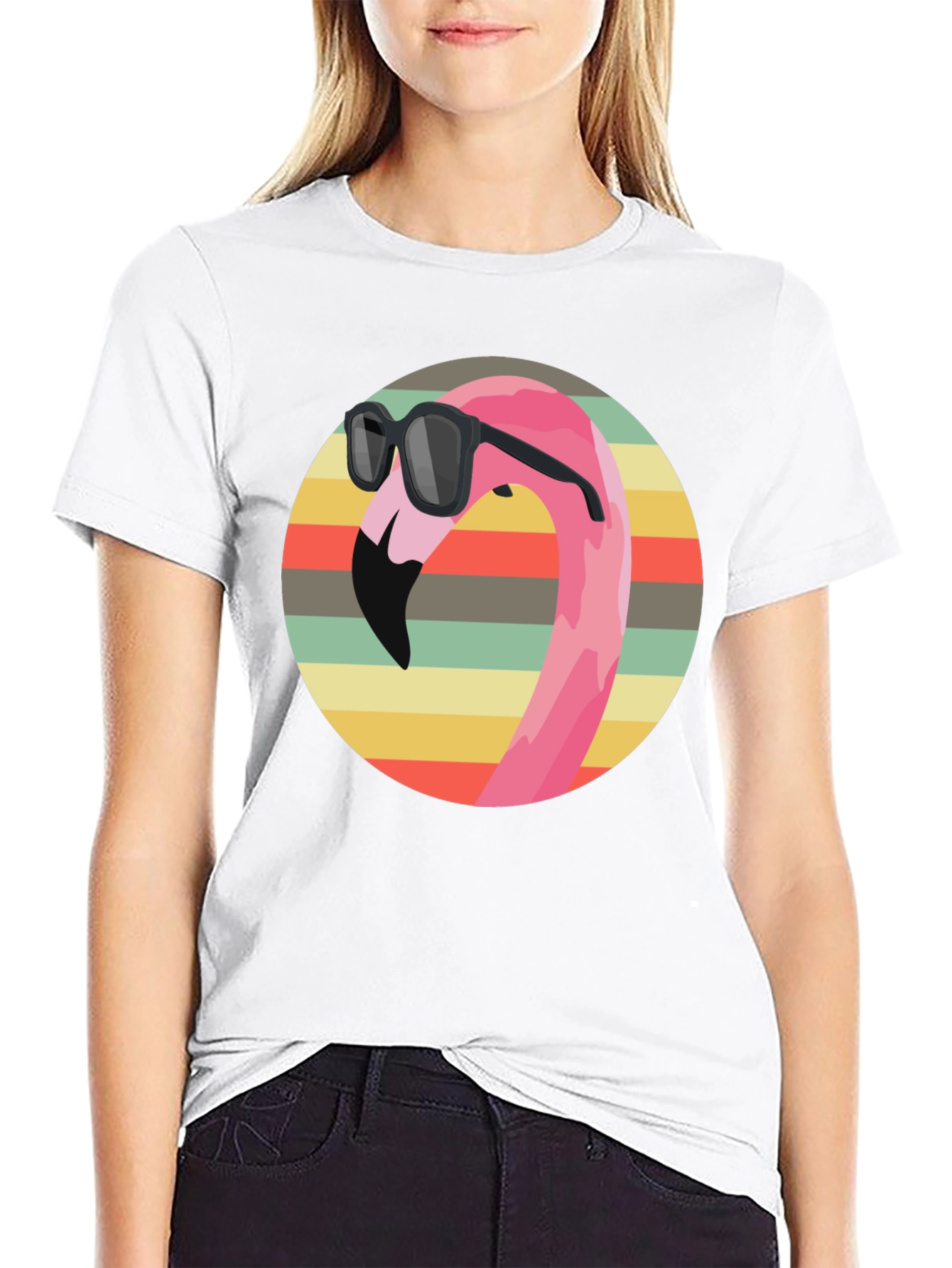 Black Cool Flamingo Graphic Tee - Retro Style view 9