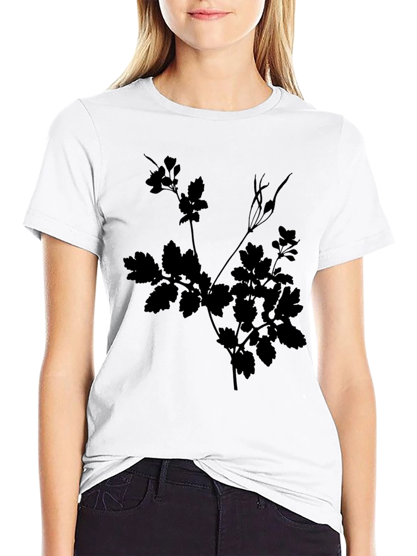 Black Botanical Silhouette Tee view 9