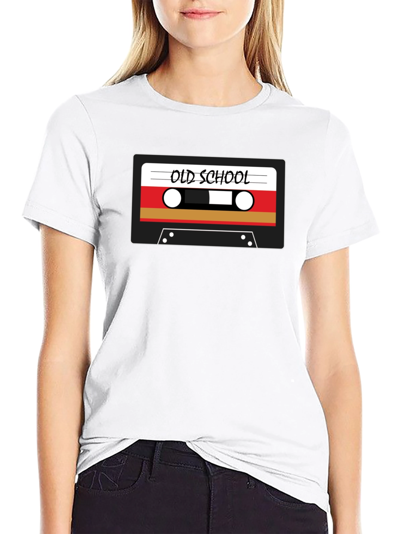 Black Retro Old School Cassette Tape Graphic Black T-Shirt view 9