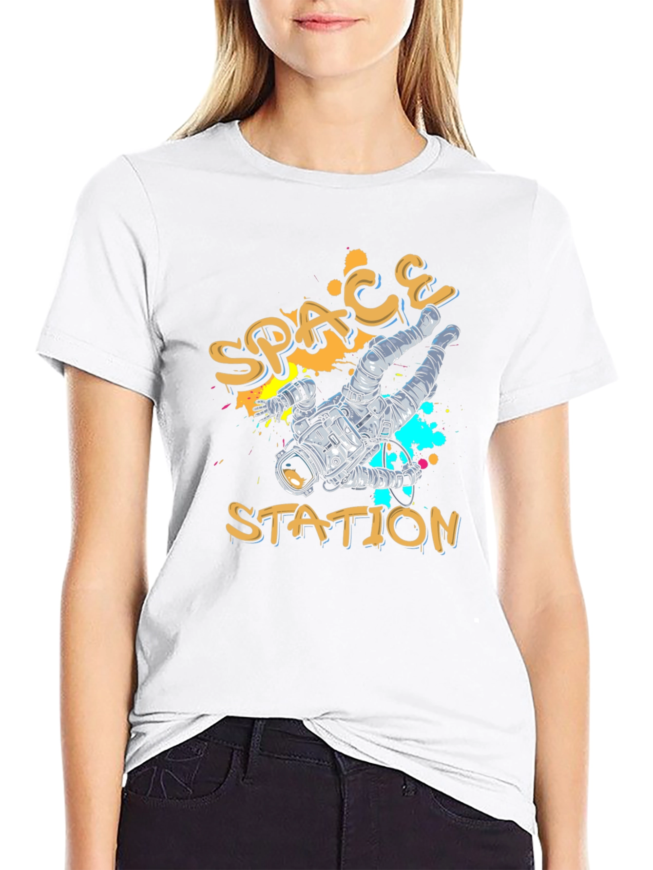 Black Space Station Graphic T-Shirt view 9