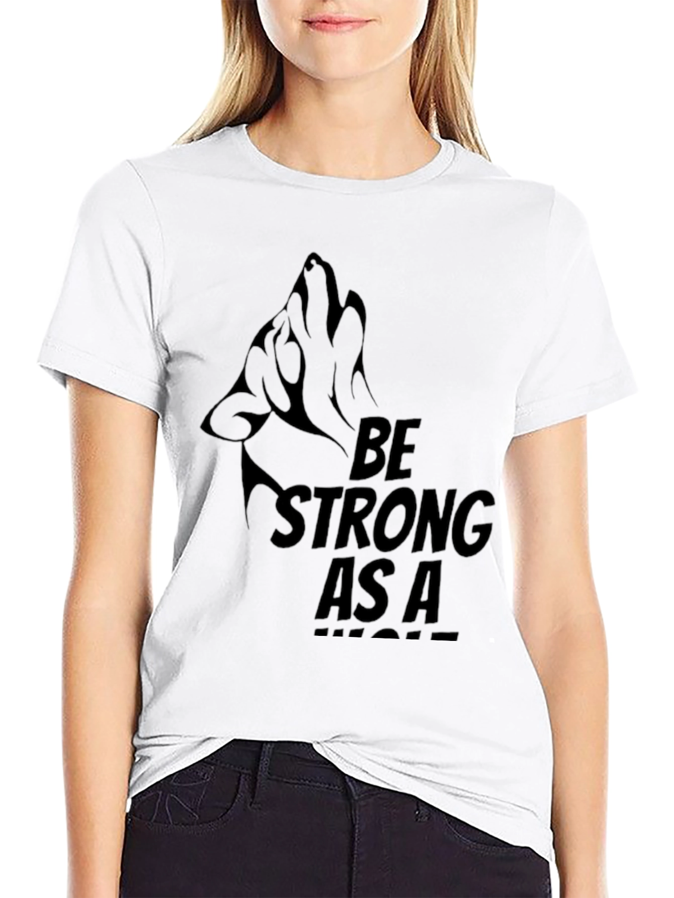Black Be Strong As A Wolf T-Shirt - Black Graphic Tee view 9
