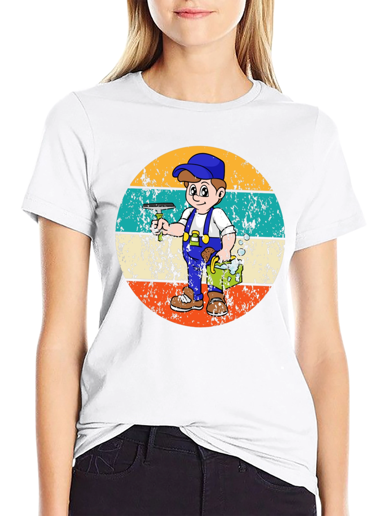 Black Window Washer Retro T-Shirt view 9