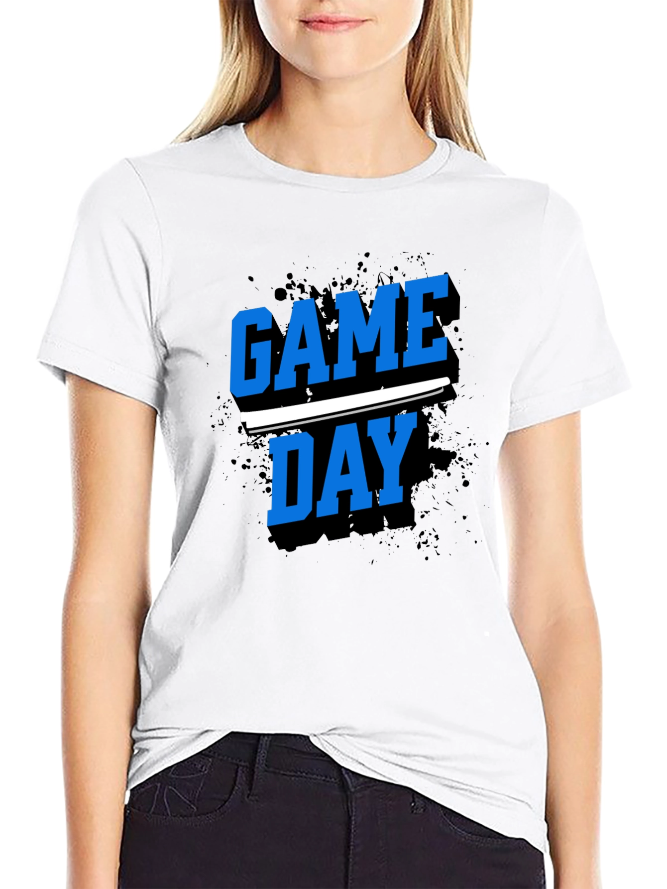 Black Game Day T-Shirt - Black Crew Neck Tee view 9