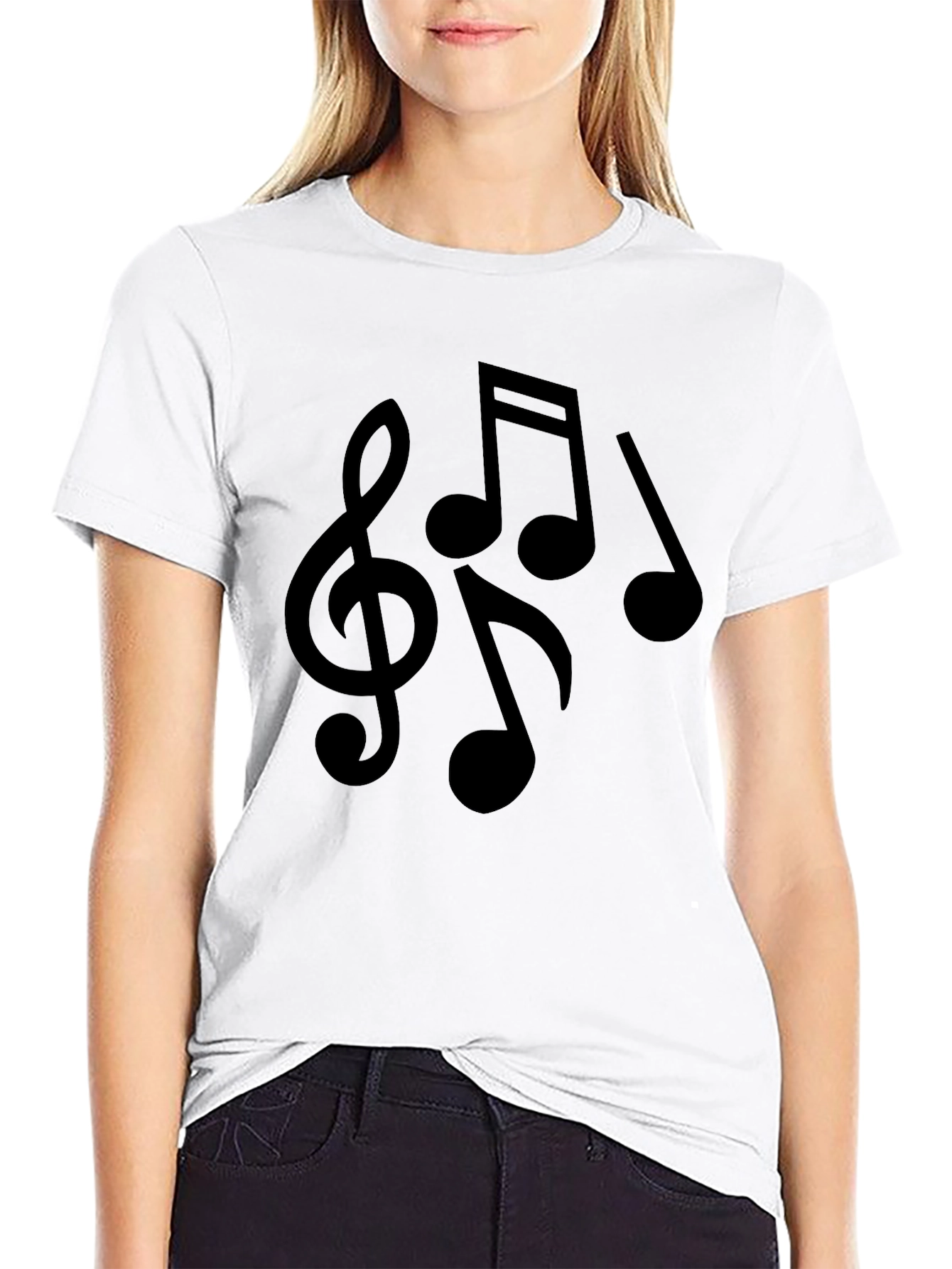 Black Musical Notes Graphic Tee - Black view 9