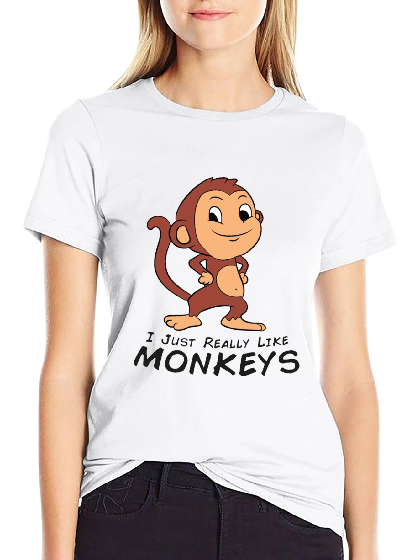 Black Monkey Cartoon Graphic Black Tee view 9