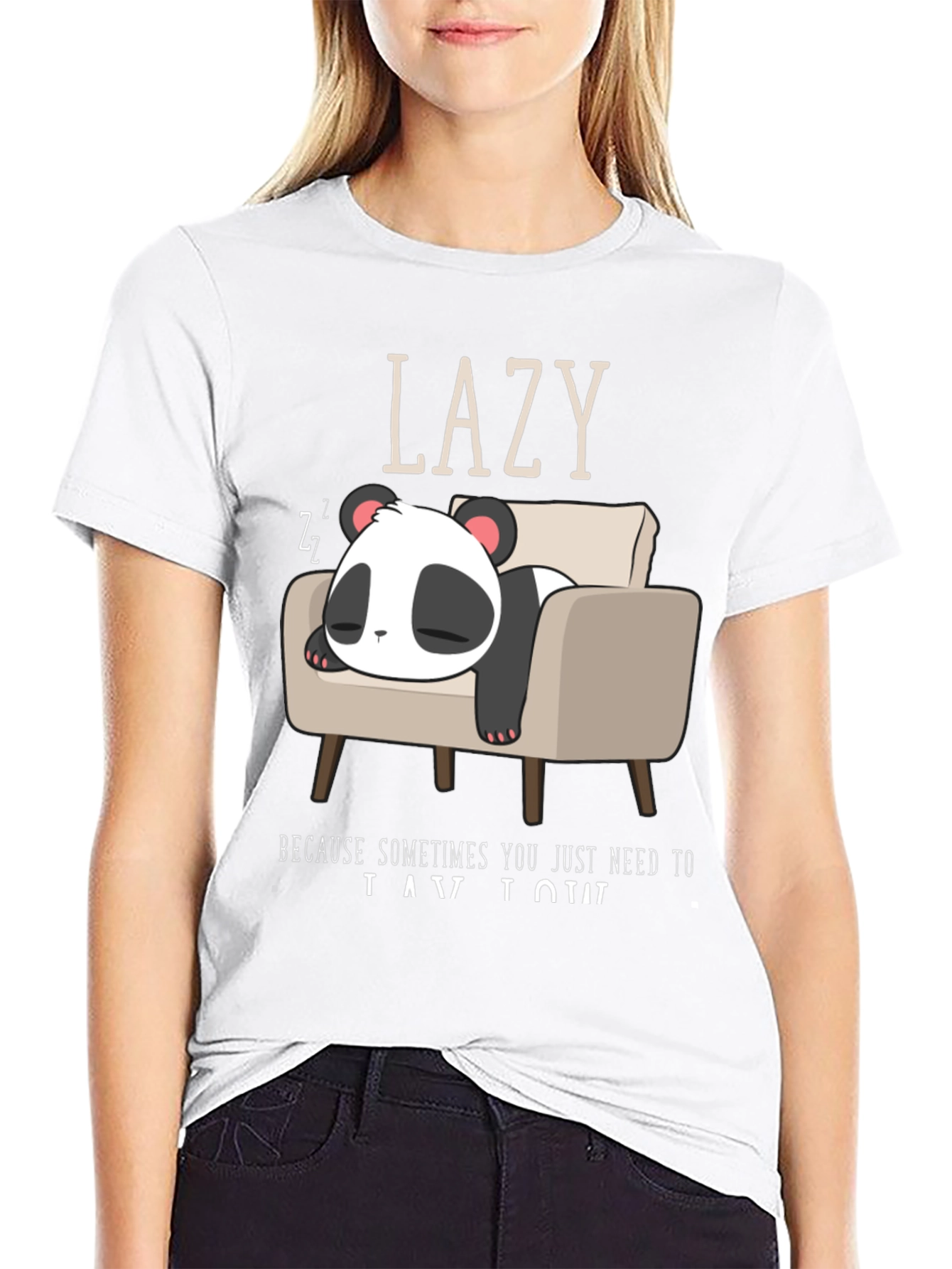 Black Lazy Panda Graphic Tee - Relaxed Fit, Soft Cotton view 9