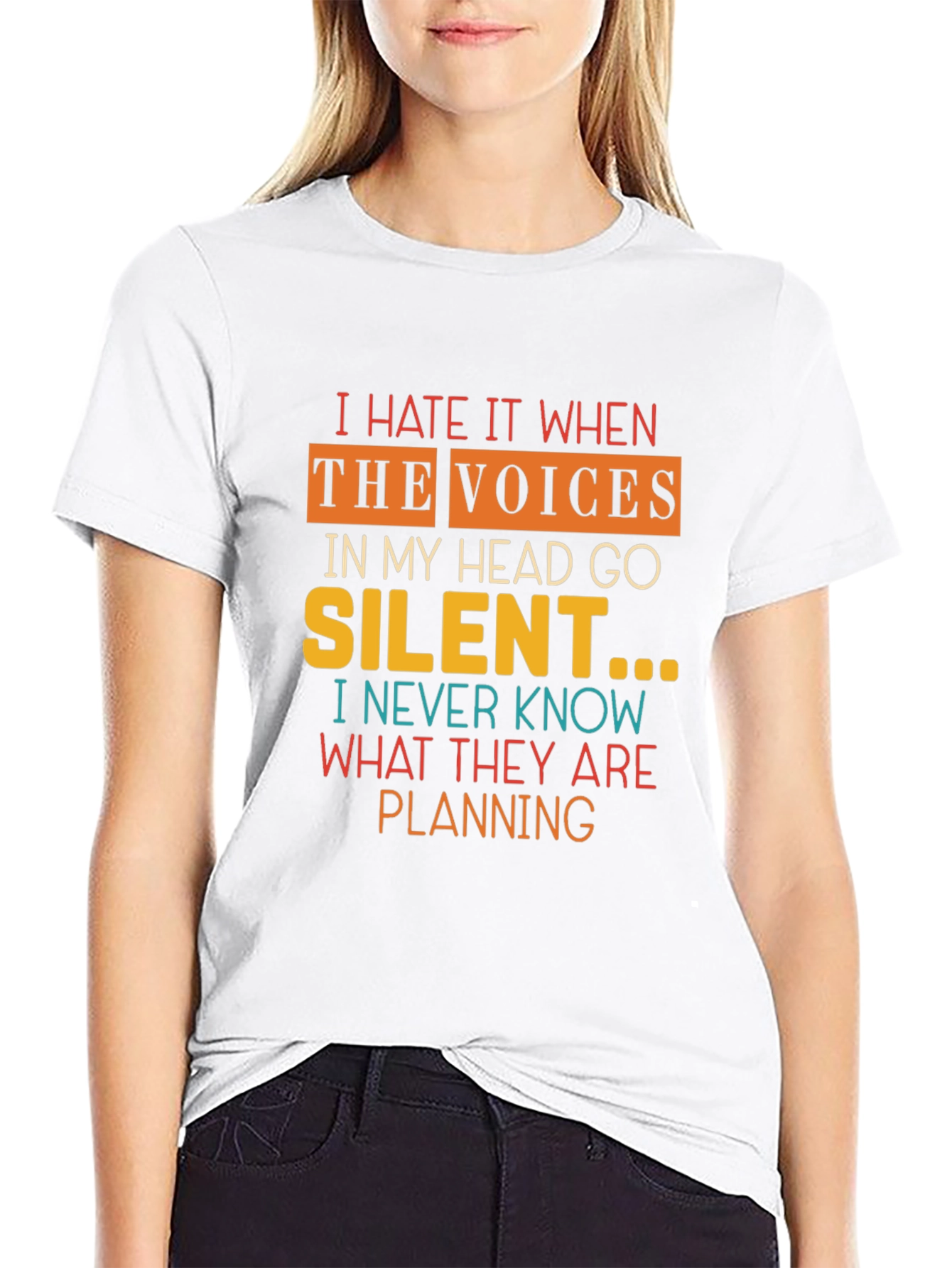 Black I Hate It When The Voices Go Silent T-Shirt view 9