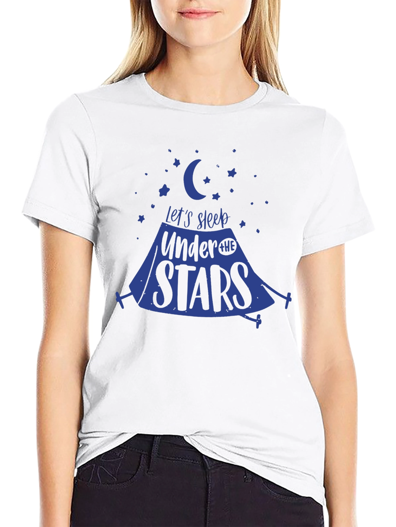 Black Let's Sleep Under the Stars Graphic Tee view 9