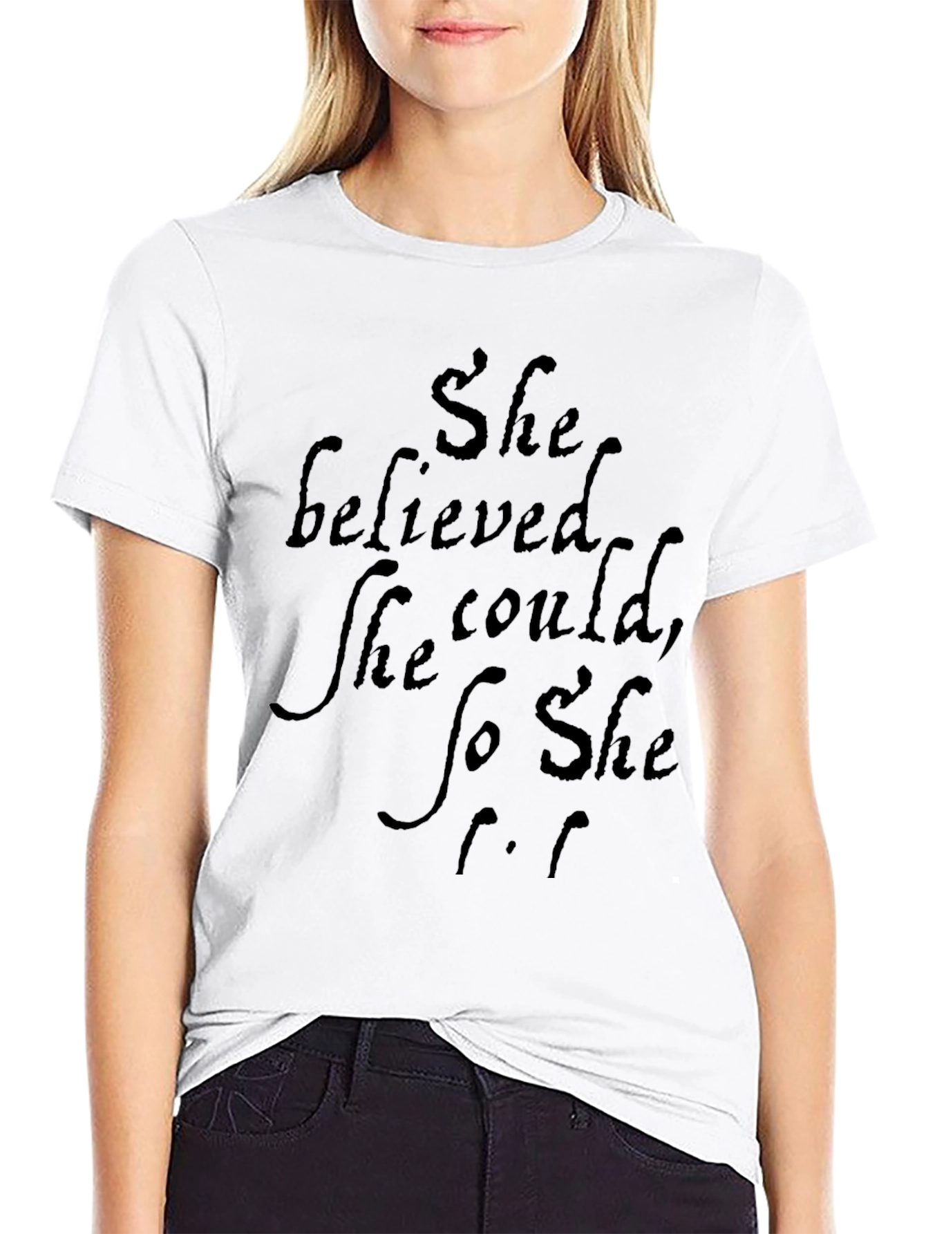 Black She Believed T-Shirt - Motivational Quote Tee view 9