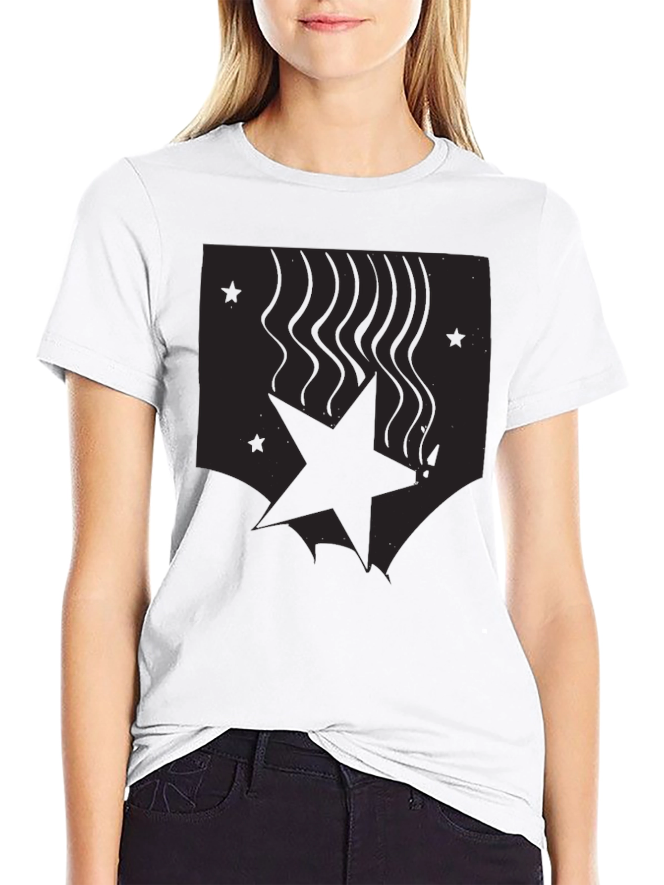 Black Men's Black Graphic Tee - Star Design view 9