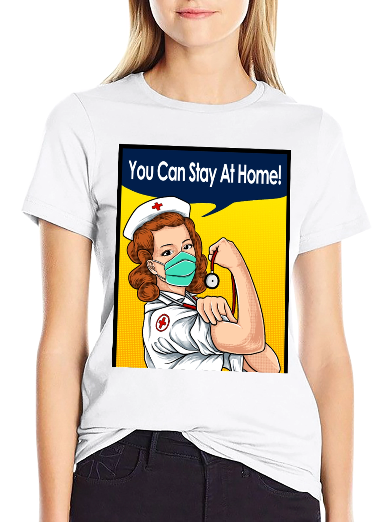 Black Essential Worker T-Shirt: Nurse Power! view 9