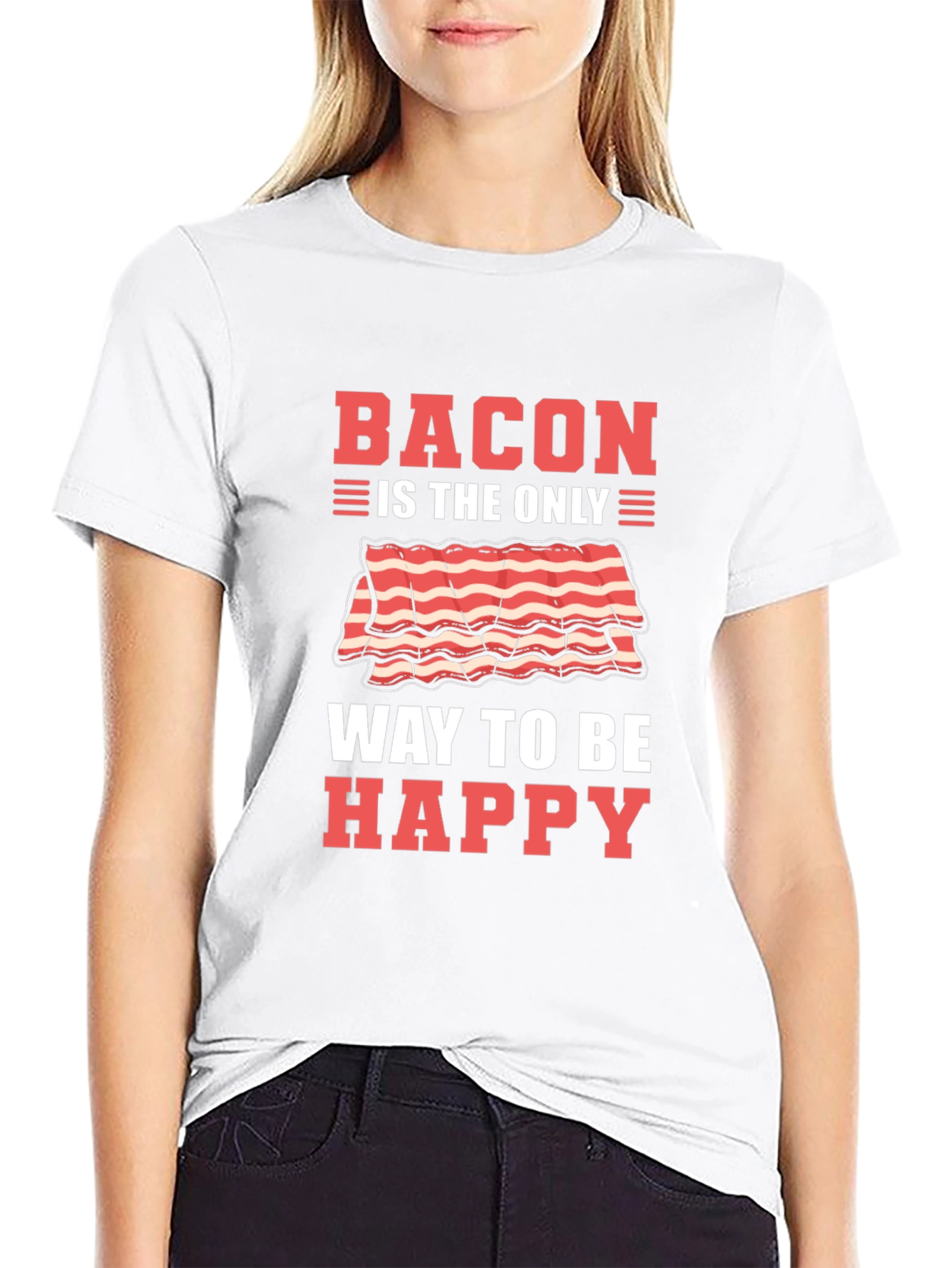 Black Bacon is the Only Way to Be Happy T-Shirt view 9