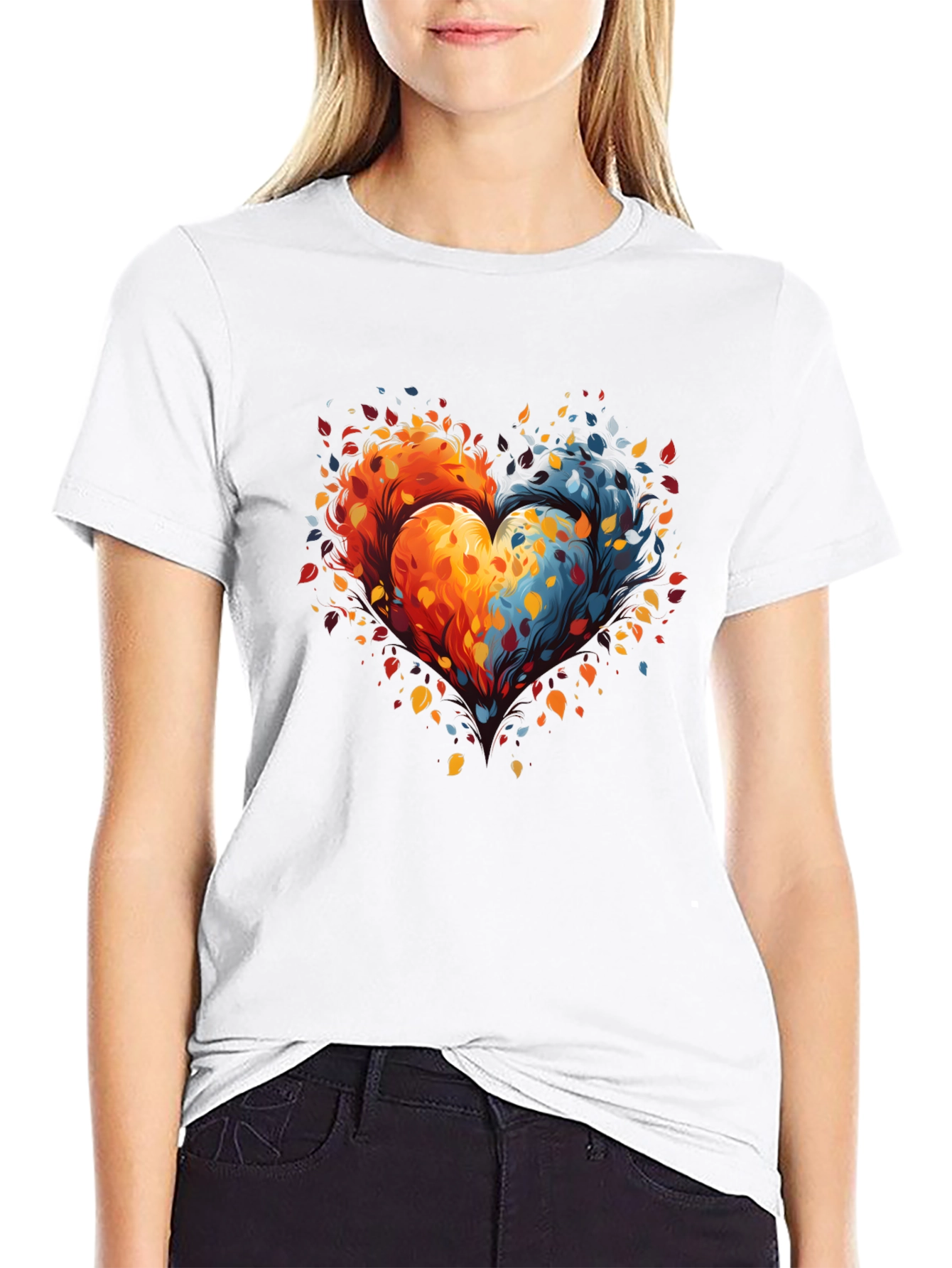 Black Nature Heart Graphic Tee - Trendy Unisex T-Shirt view 9