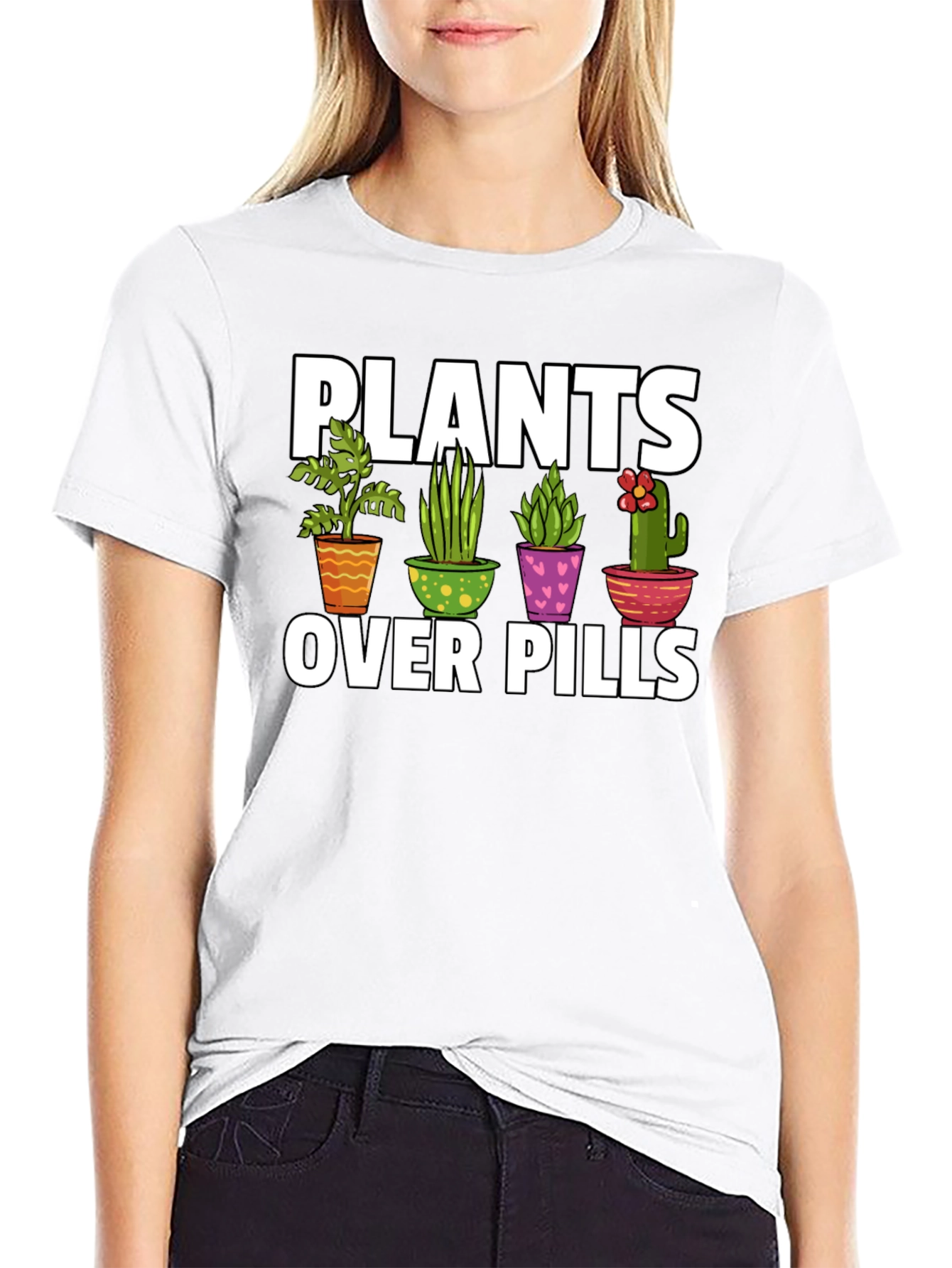 Black Plants Over Pills Graphic T-Shirt view 9
