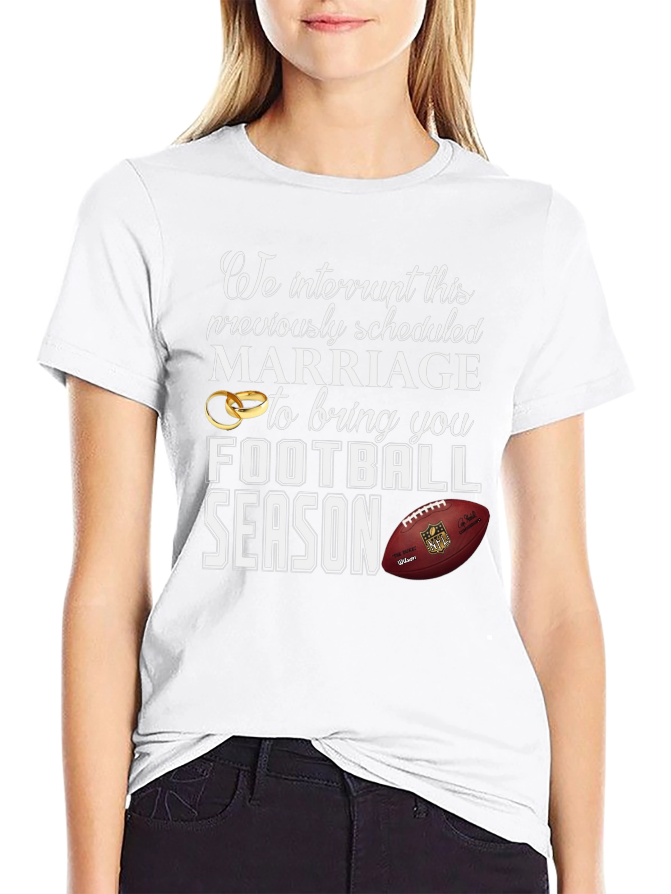 Black Funny Football Season Marriage T-Shirt view 9