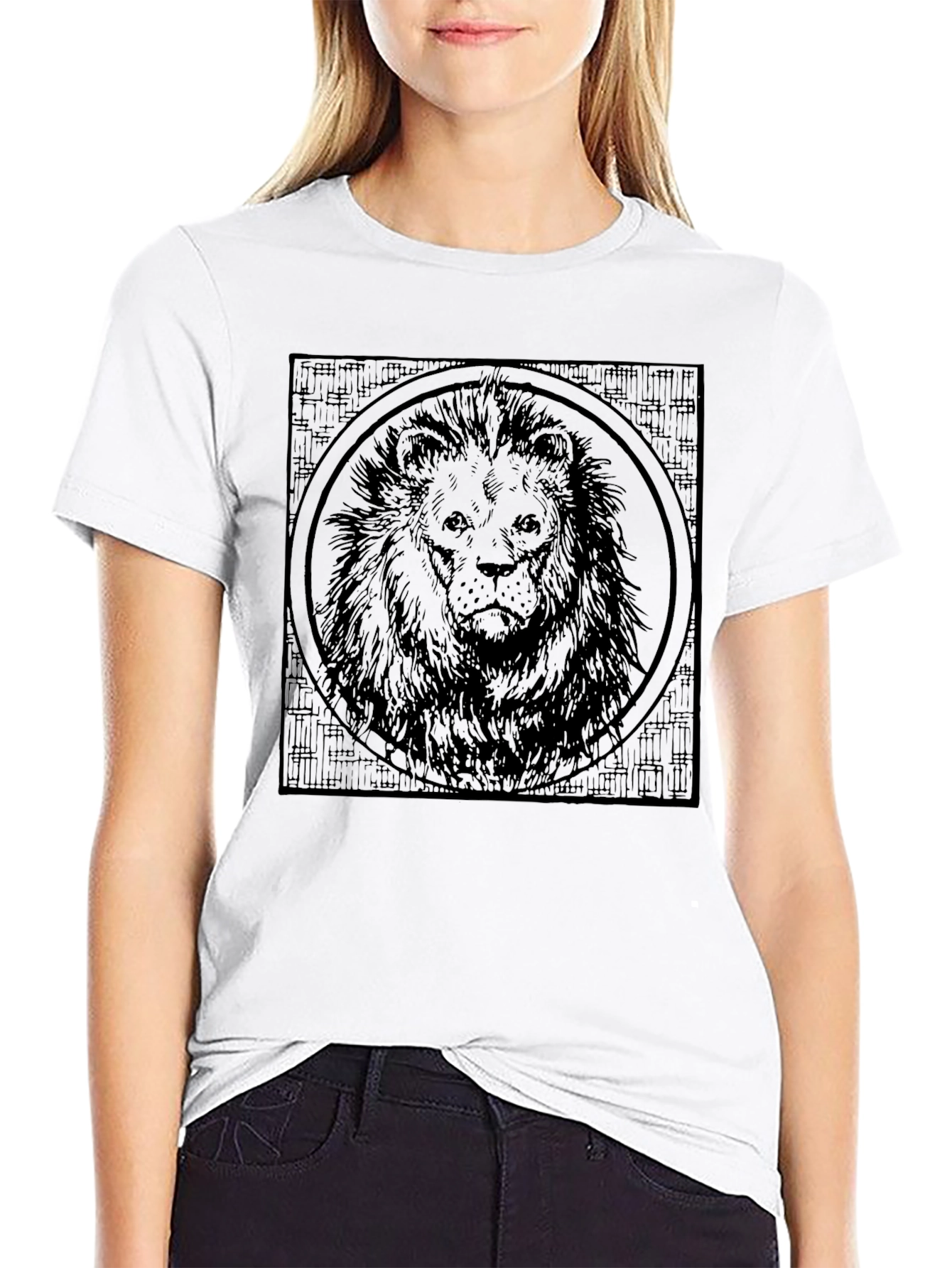 Black Lion Graphic Print Men's Black T-Shirt view 9
