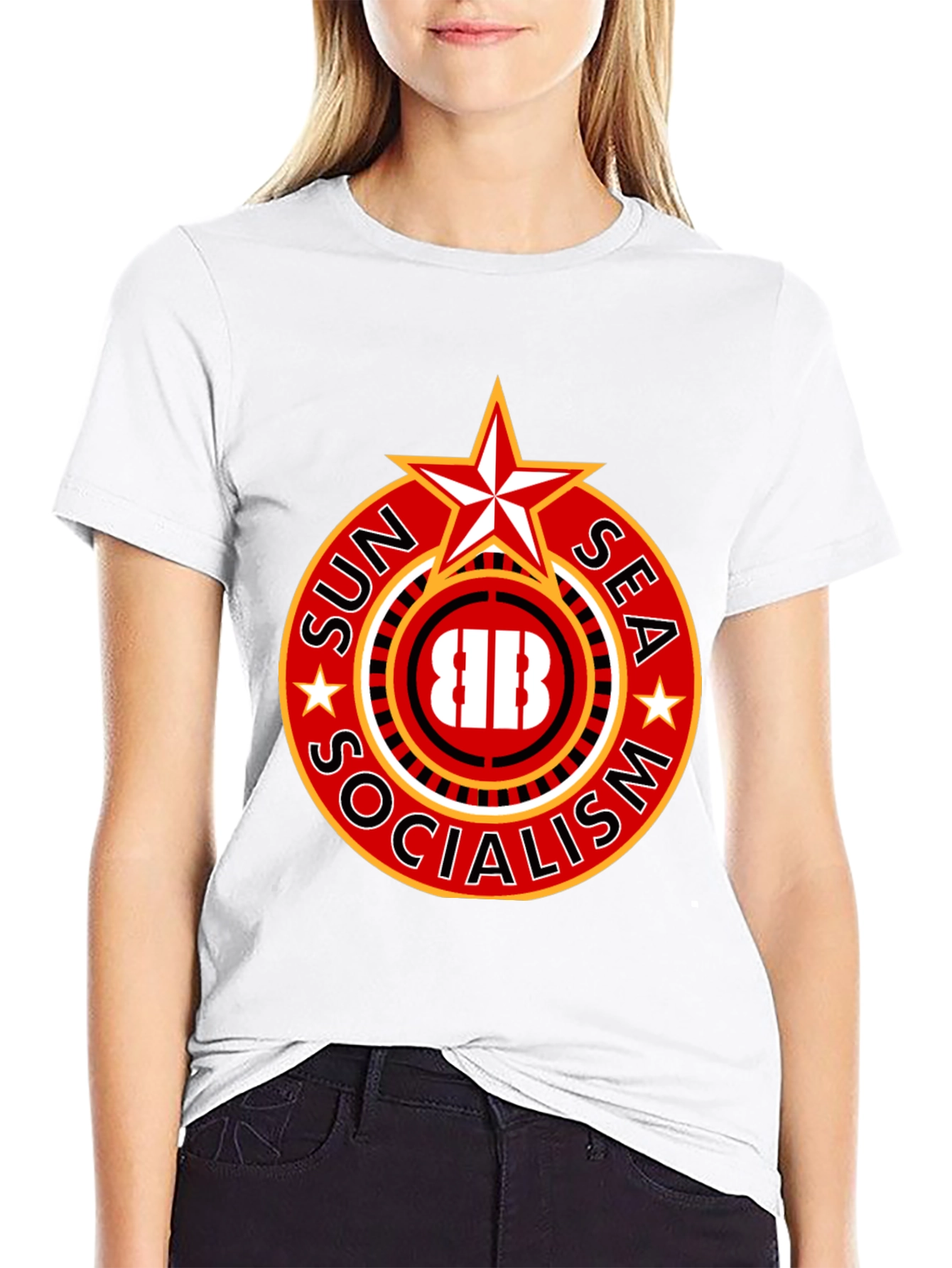 Black Sun Sea Socialism T-Shirt - Bold Graphic Tee view 9