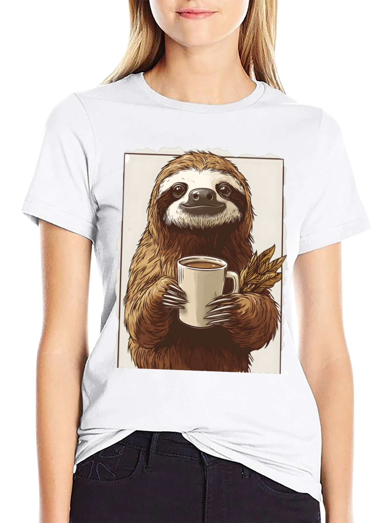 Black Sloth Coffee Lover Graphic Tee view 9