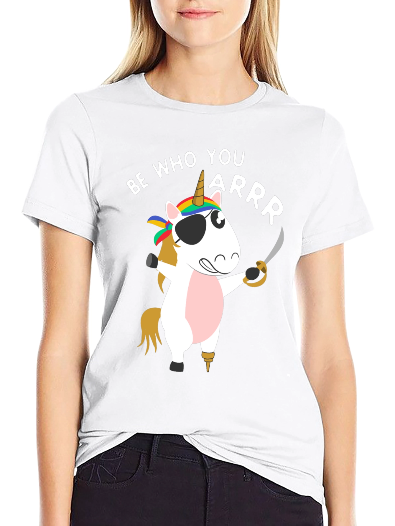 Black Be Who You Arrr Unicorn Pirate Men's T-Shirt view 9