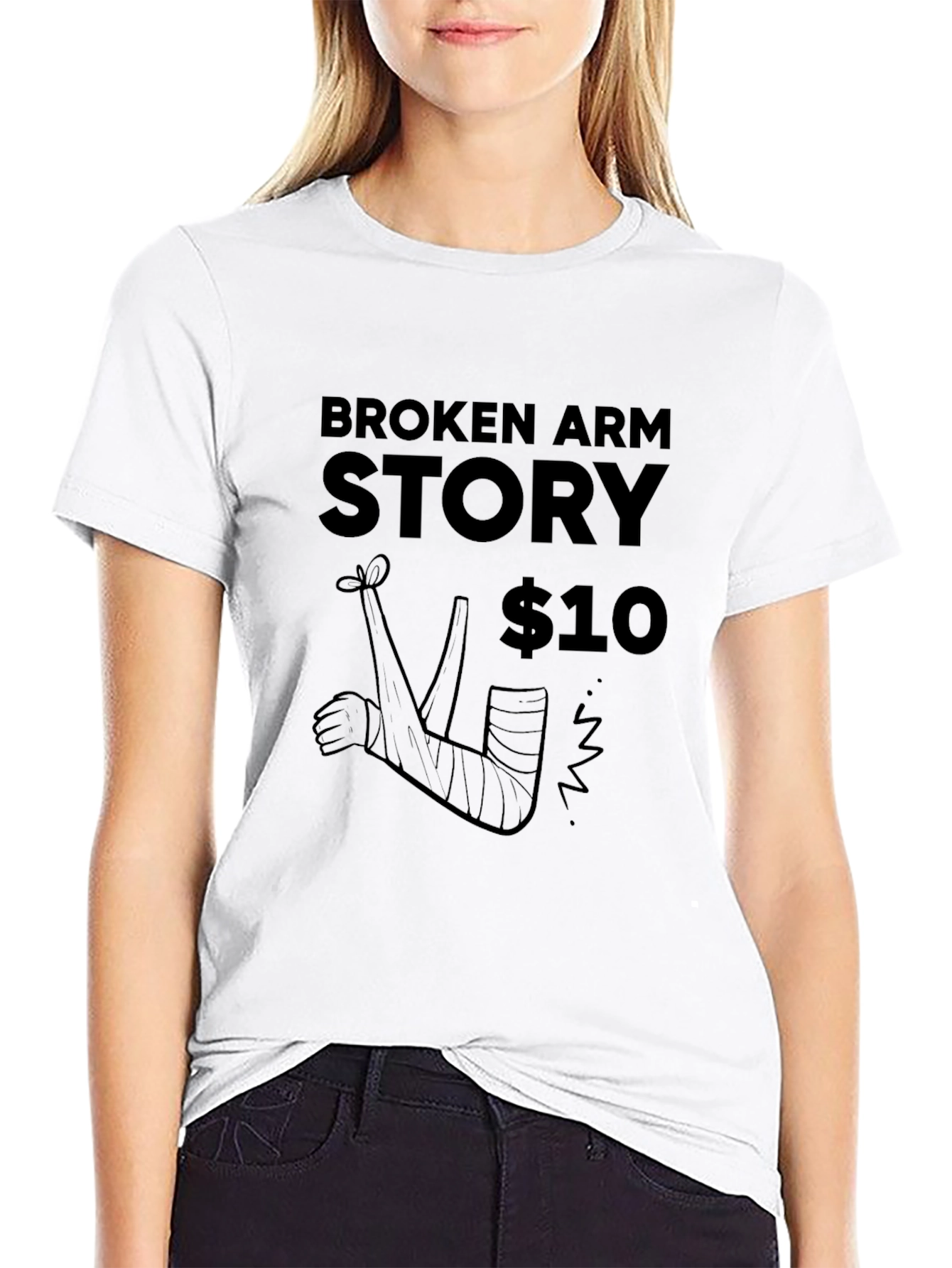 Black Broken Arm Story Graphic Novelty T-Shirt view 9