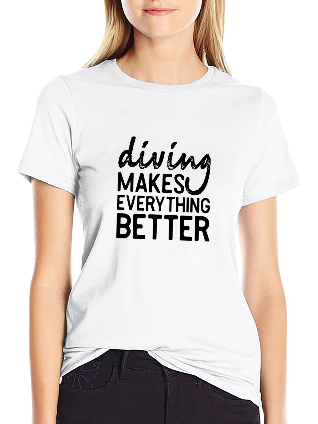 Black Diving Makes Everything Better Black T-Shirt view 9