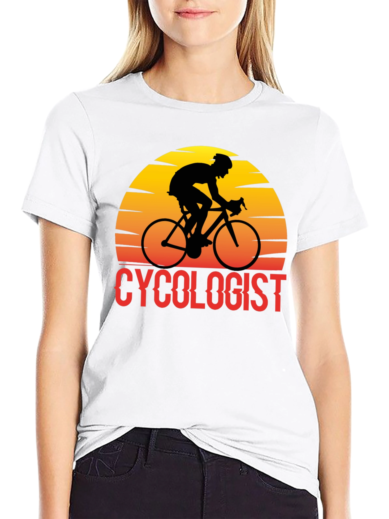 Black Cyclologist T-Shirt - Retro Cyclist Design view 9
