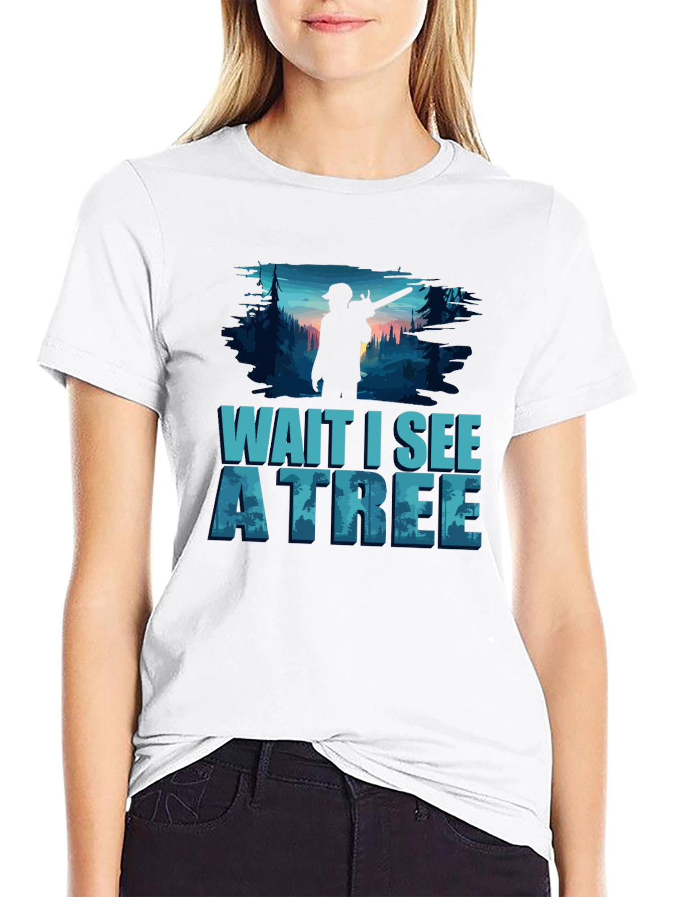 Black Wait I See A Tree Lumberjack T-Shirt view 9