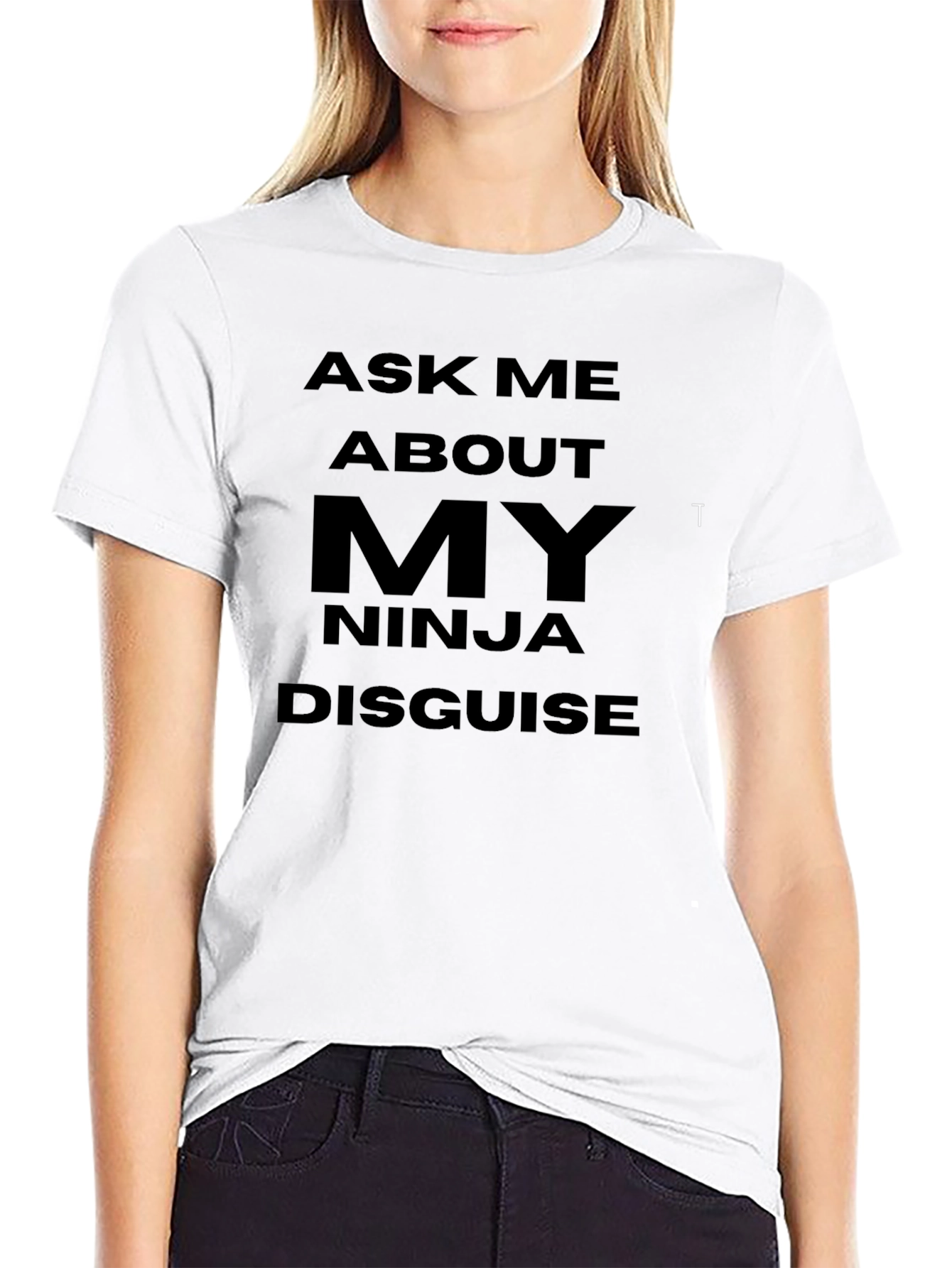 Black Ninja Disguise Ask Me About T-Shirt view 9