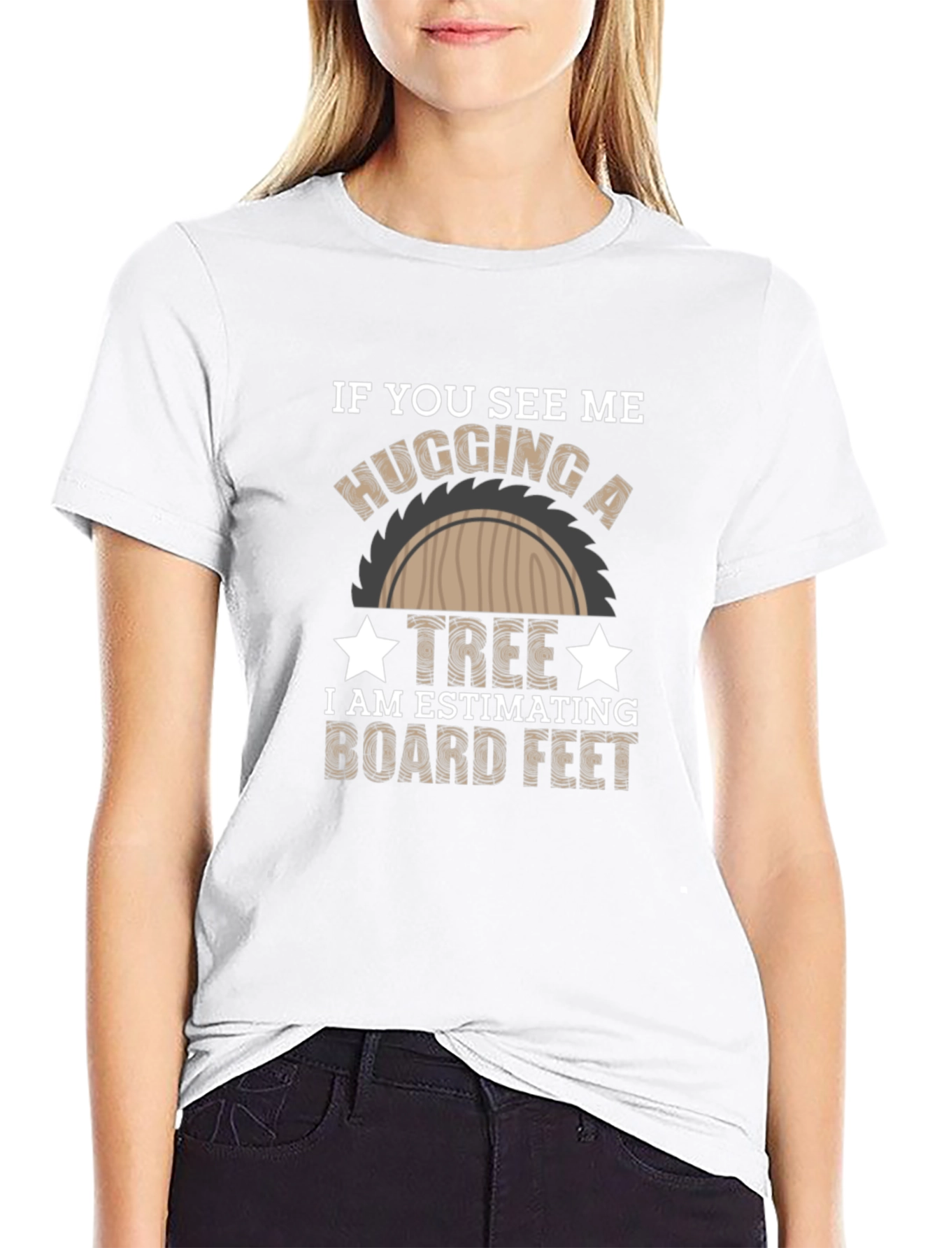 Black Hug a Tree Estimating Board Feet T-Shirt view 9