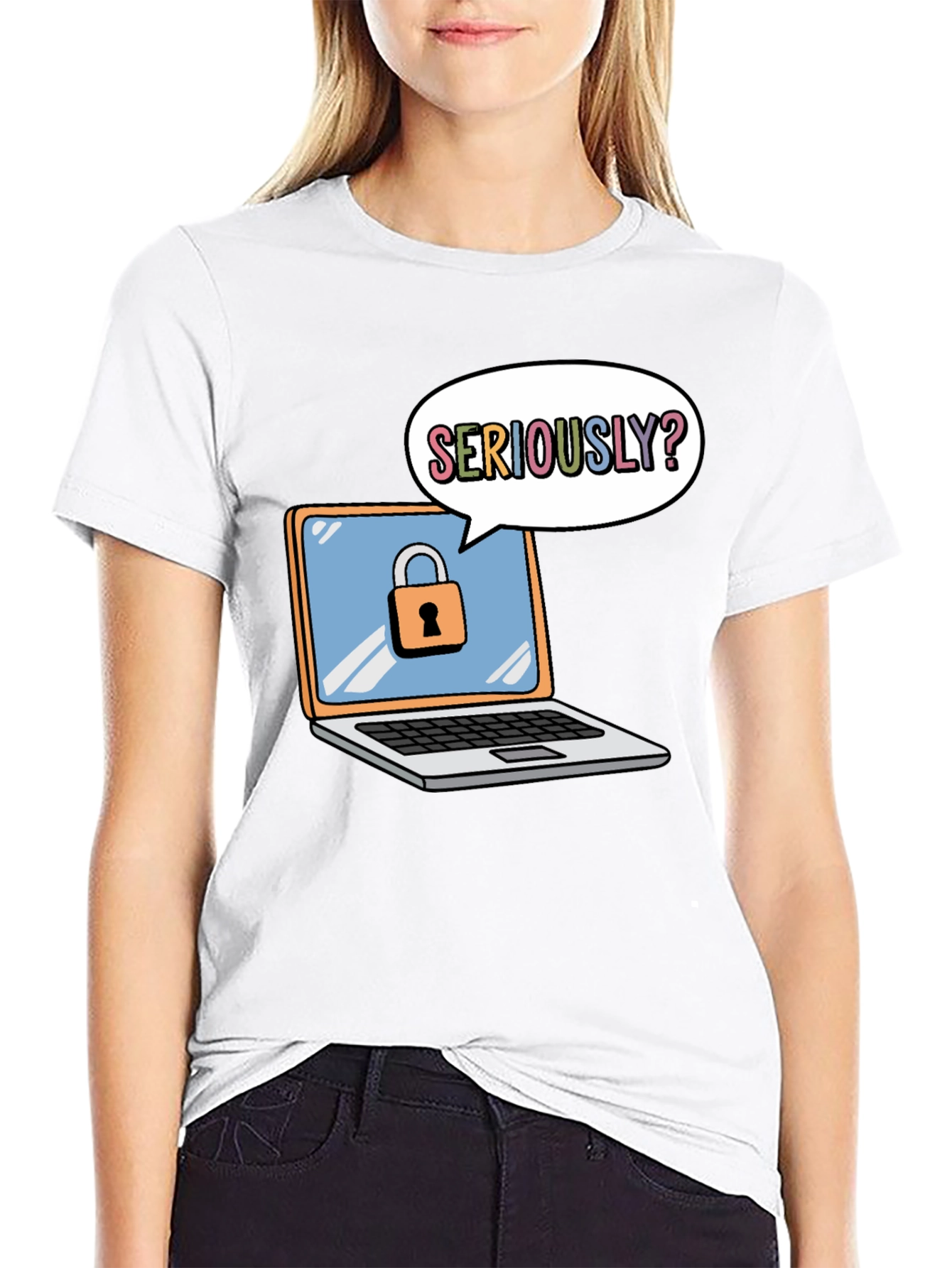 Black Funny Security Laptop T-Shirt view 9