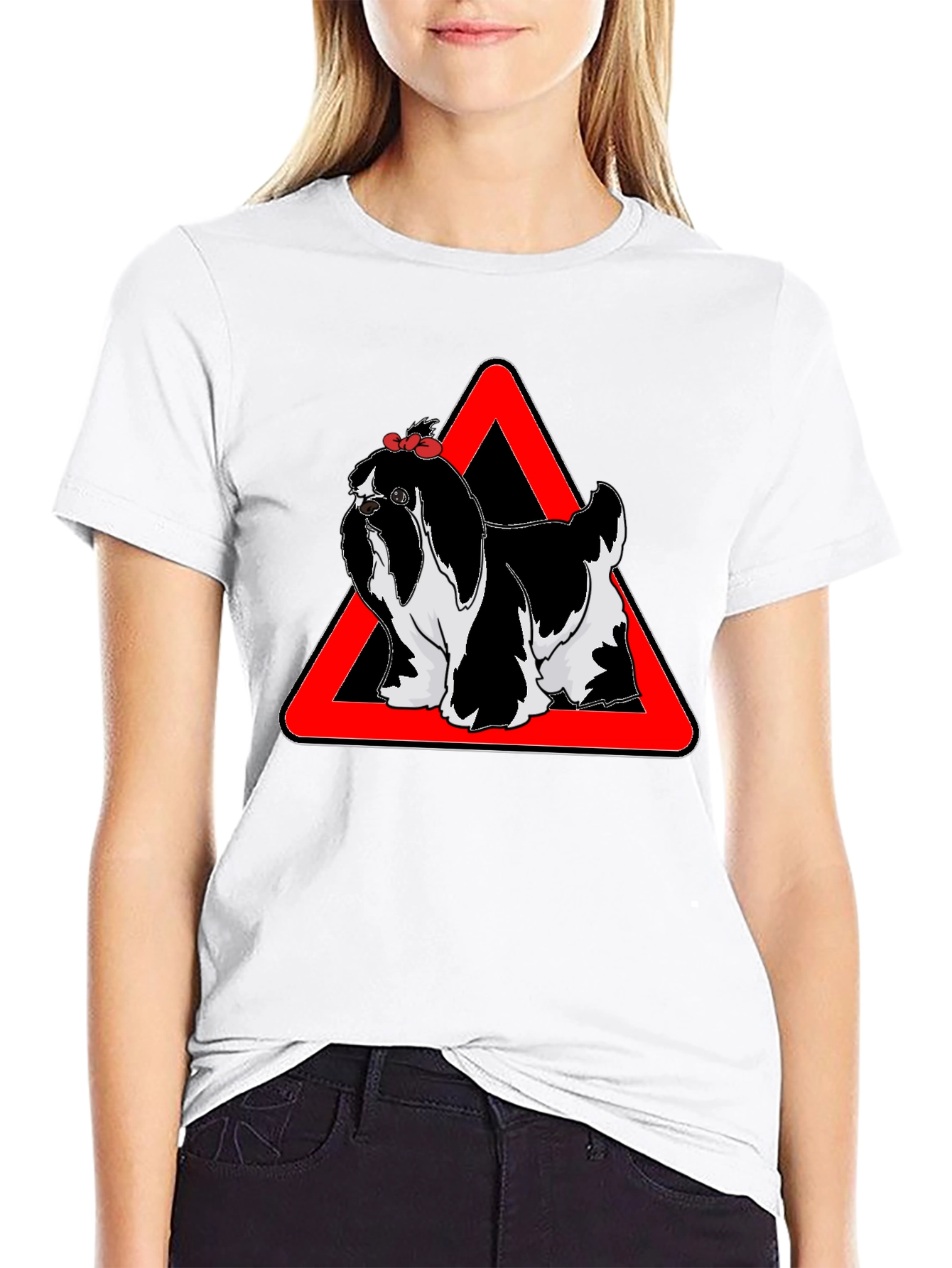 Black Dog Warning T-Shirt, Graphic Tee, Novelty Shirt view 9