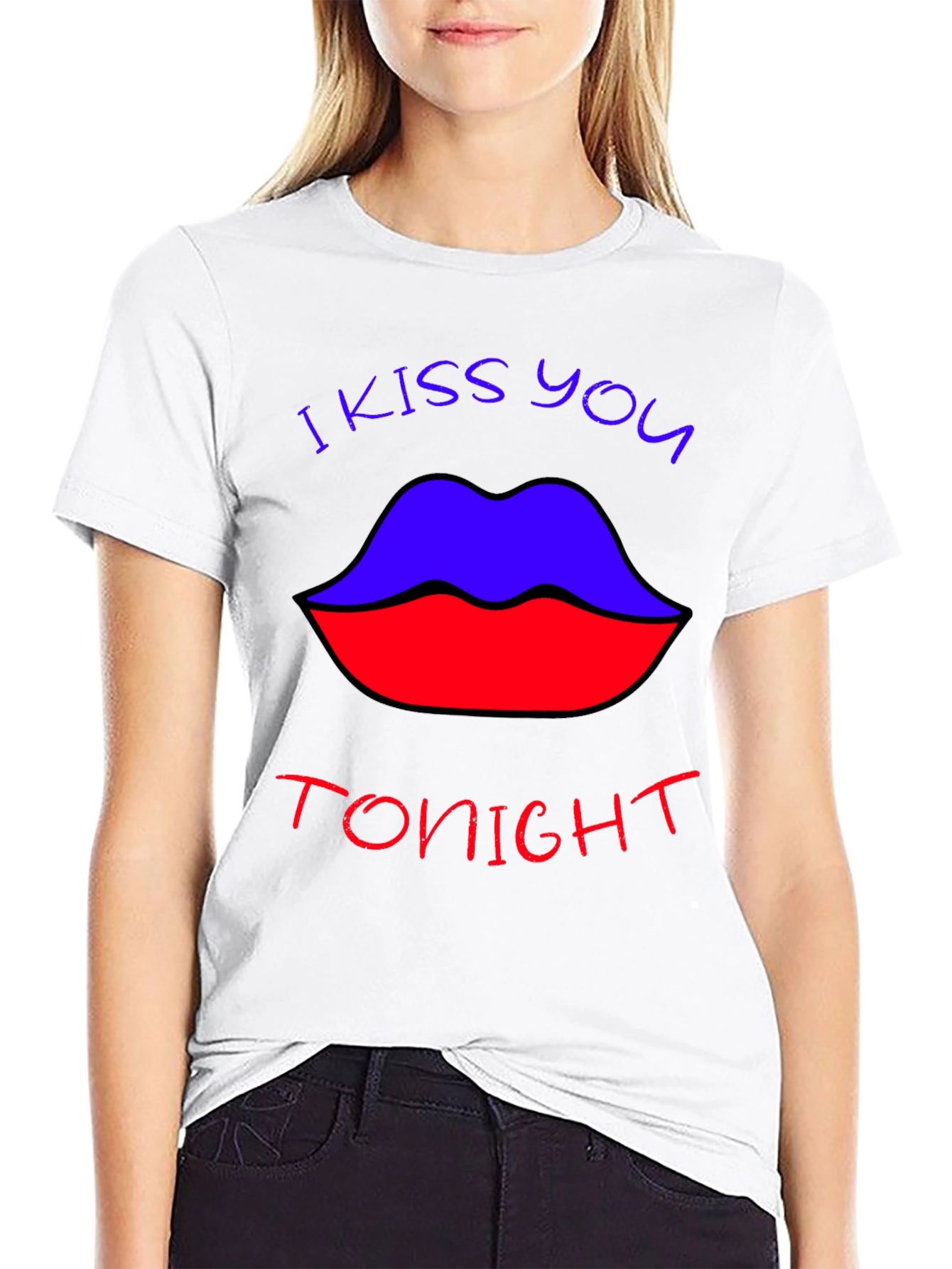 Black I Kiss You Tonight Graphic Tee - Bold Lip Design view 9