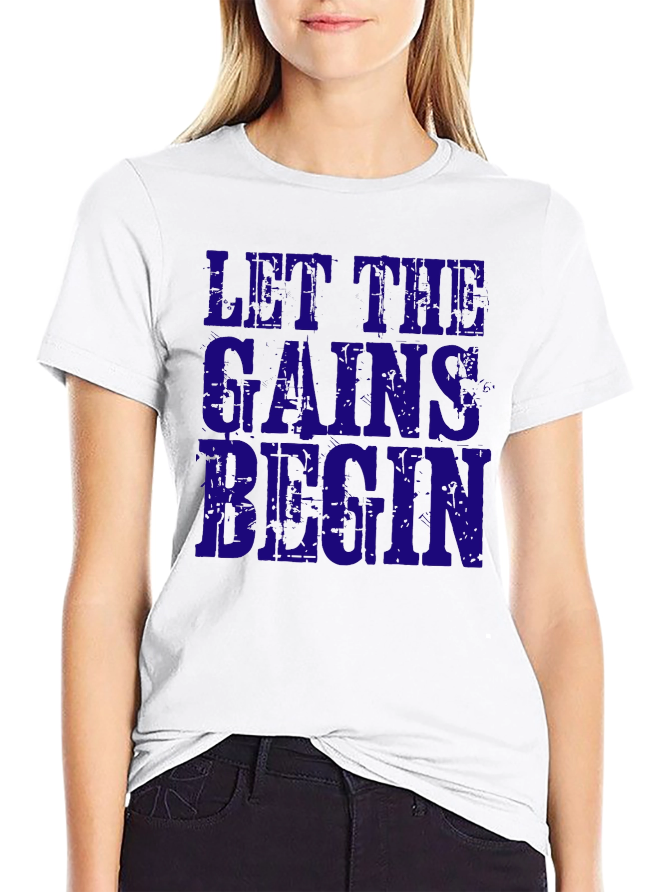 Black Let the Gains Begin Black Graphic Tee view 9