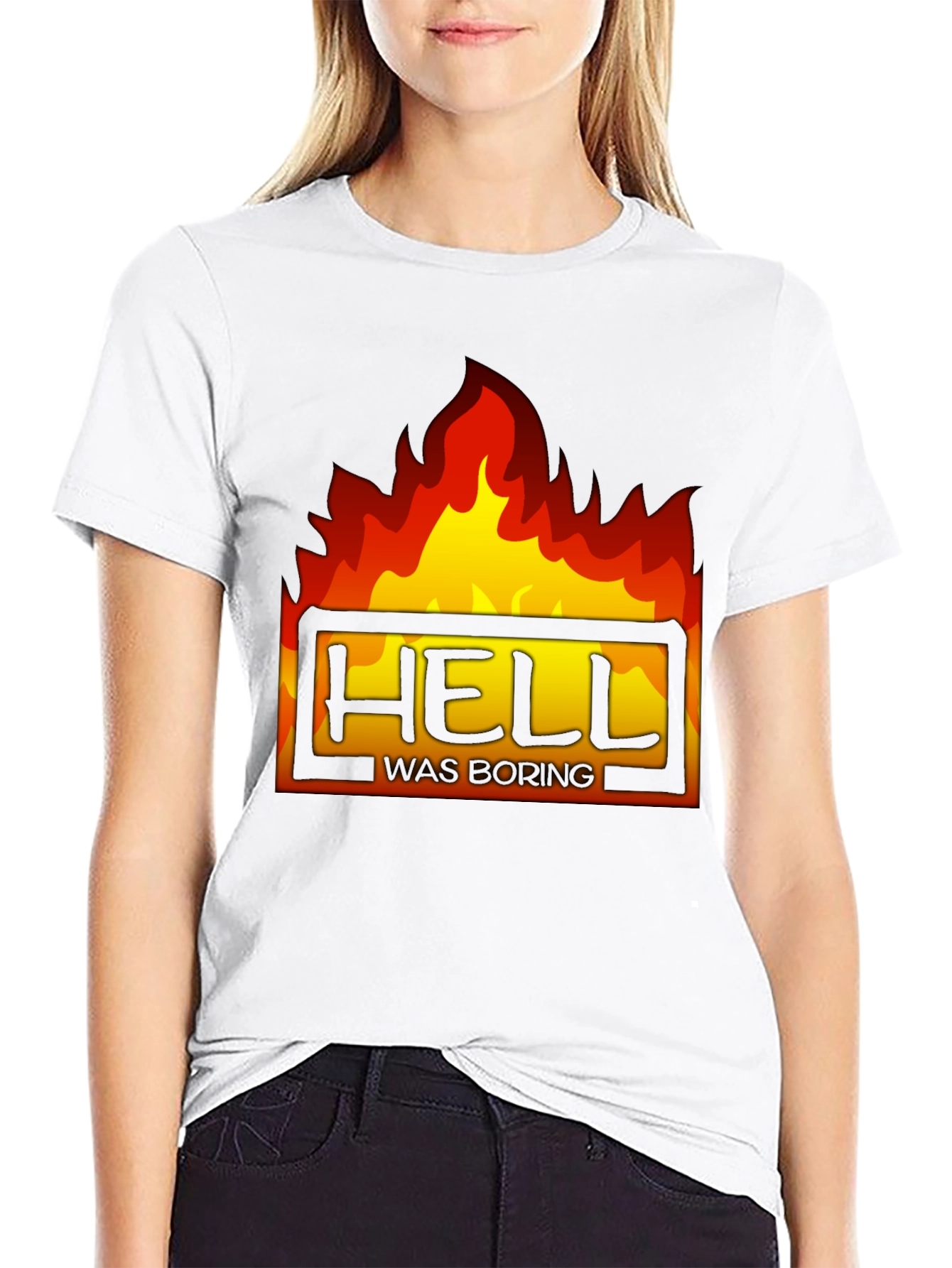 Black Hell Was Boring Graphic Tee - Black T-Shirt view 9