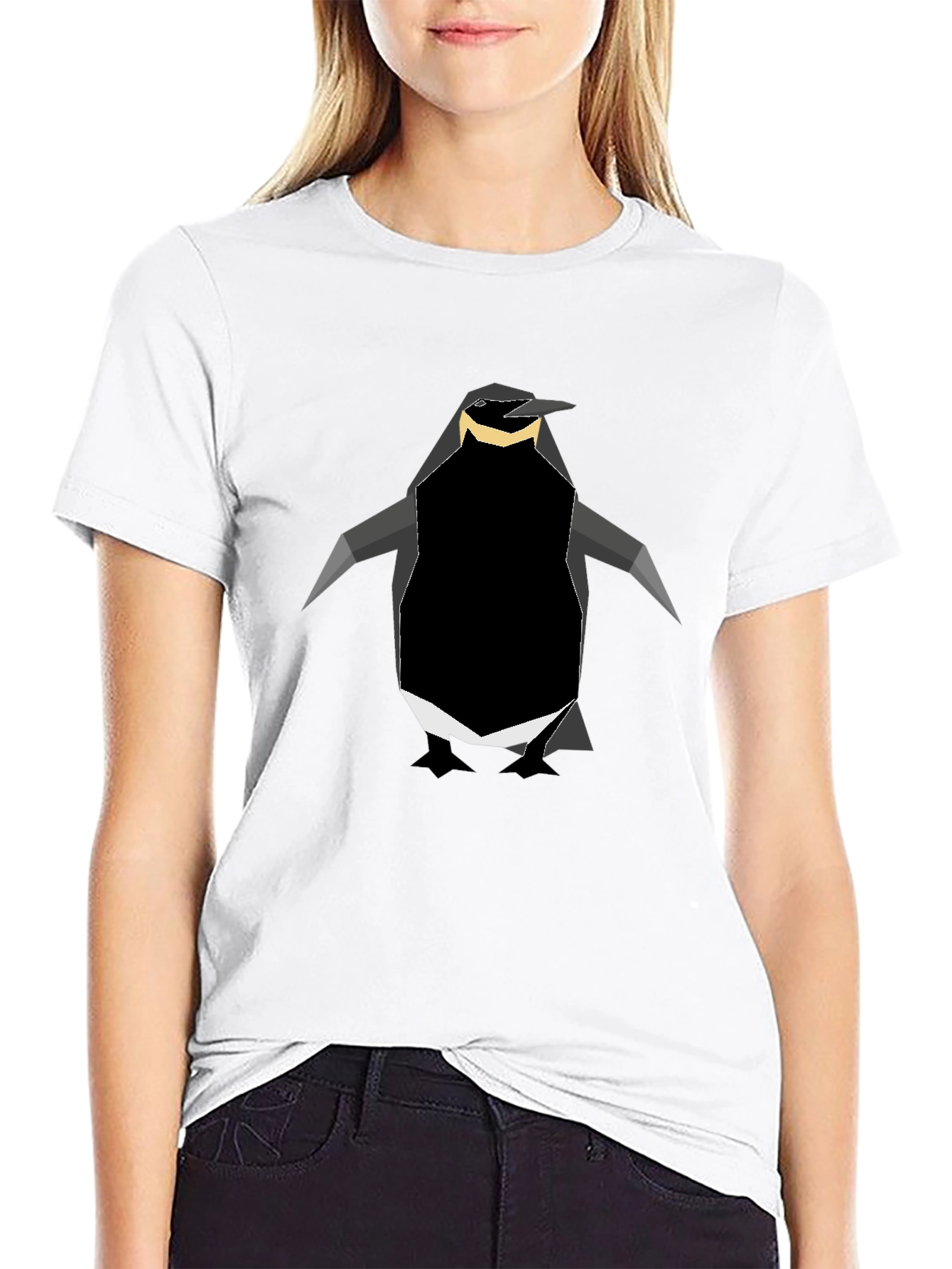 Black Geometric Penguin Graphic Tee - Black view 9