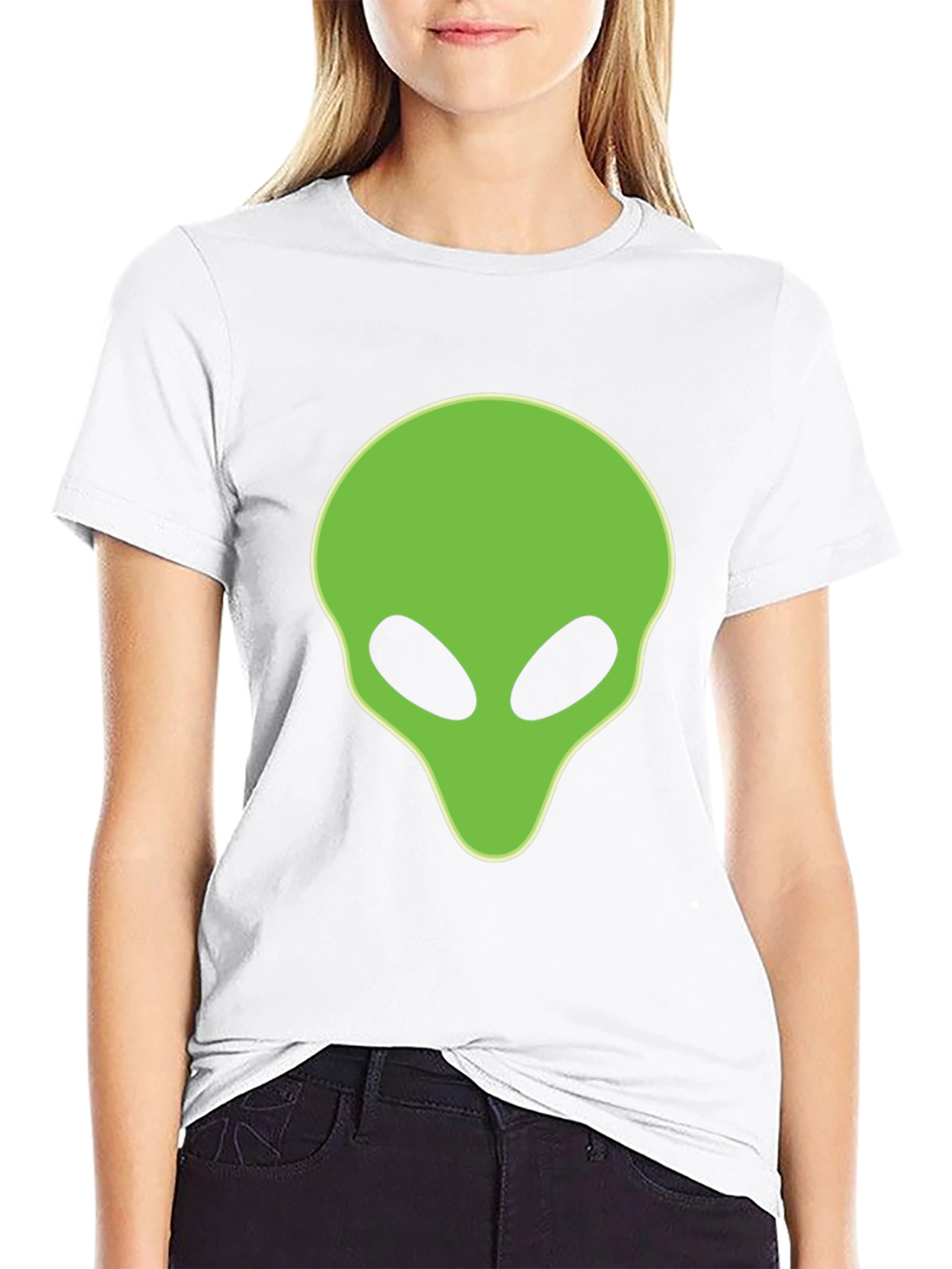 Alien Head Graphic Tee - Black Cotton T-Shirt - 9