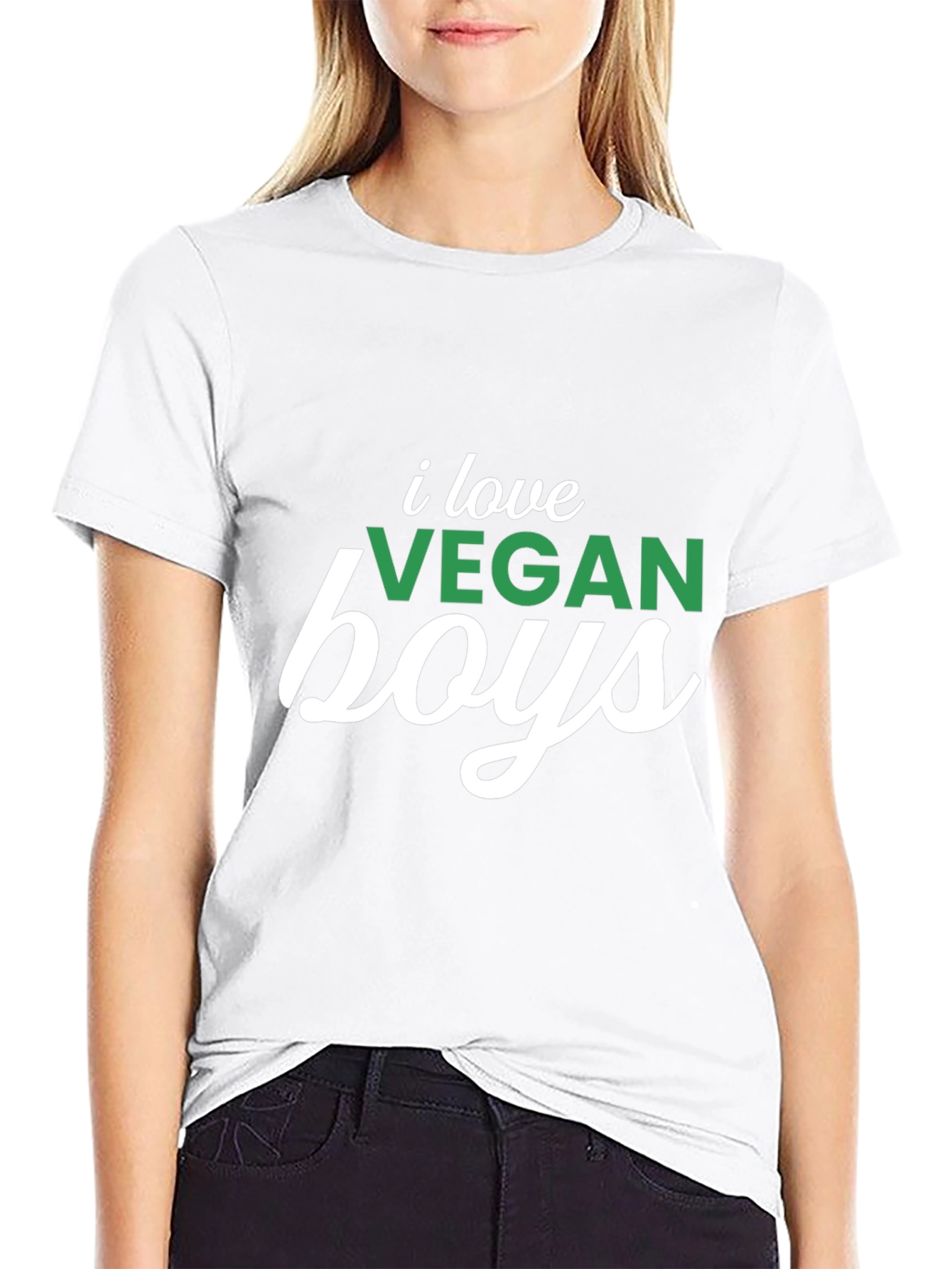 Black I Love Vegan Boys Graphic Tee - Unisex view 9